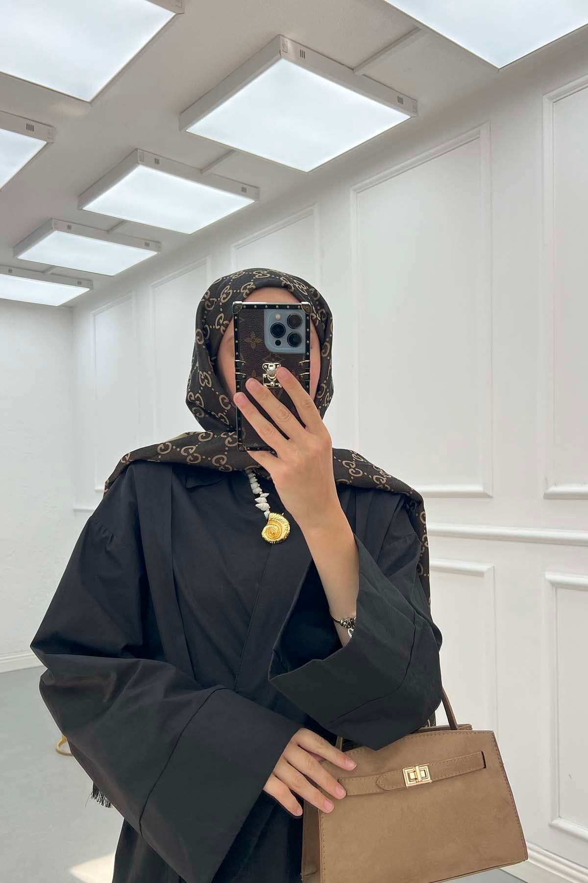 Gömlek Yaka Poplin Kimono Siyah
