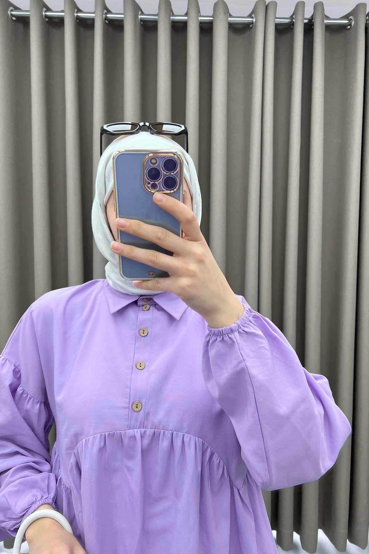Gömlek Yaka Tunik Lila