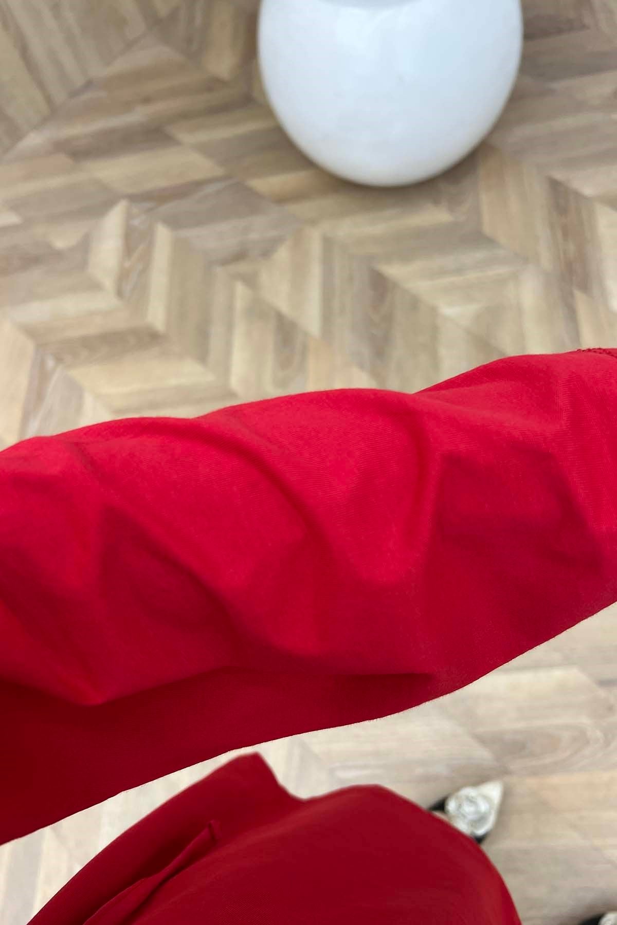 Günlük Rahatlık Seyyar Kuşaklı Tunik Kırmızı