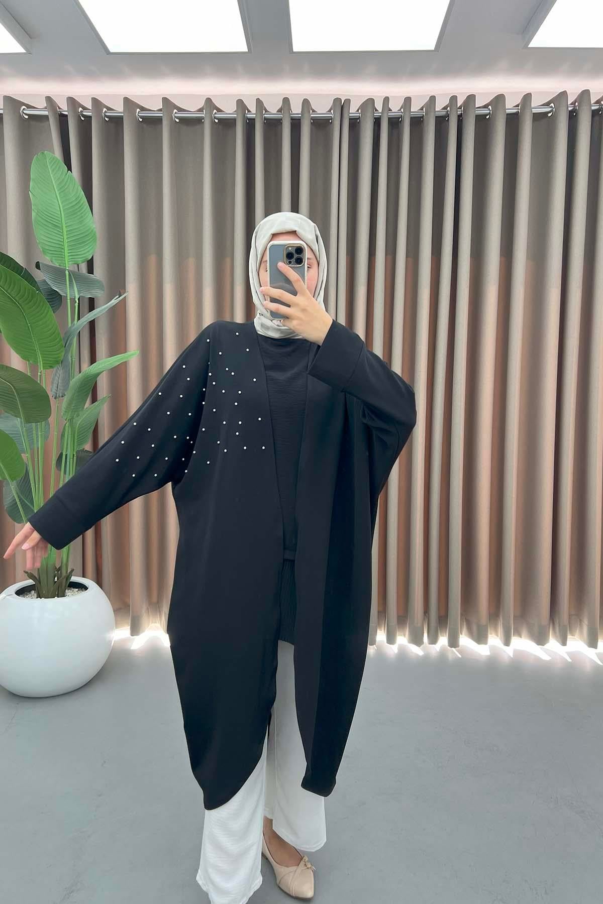 İncili Kimono Siyah