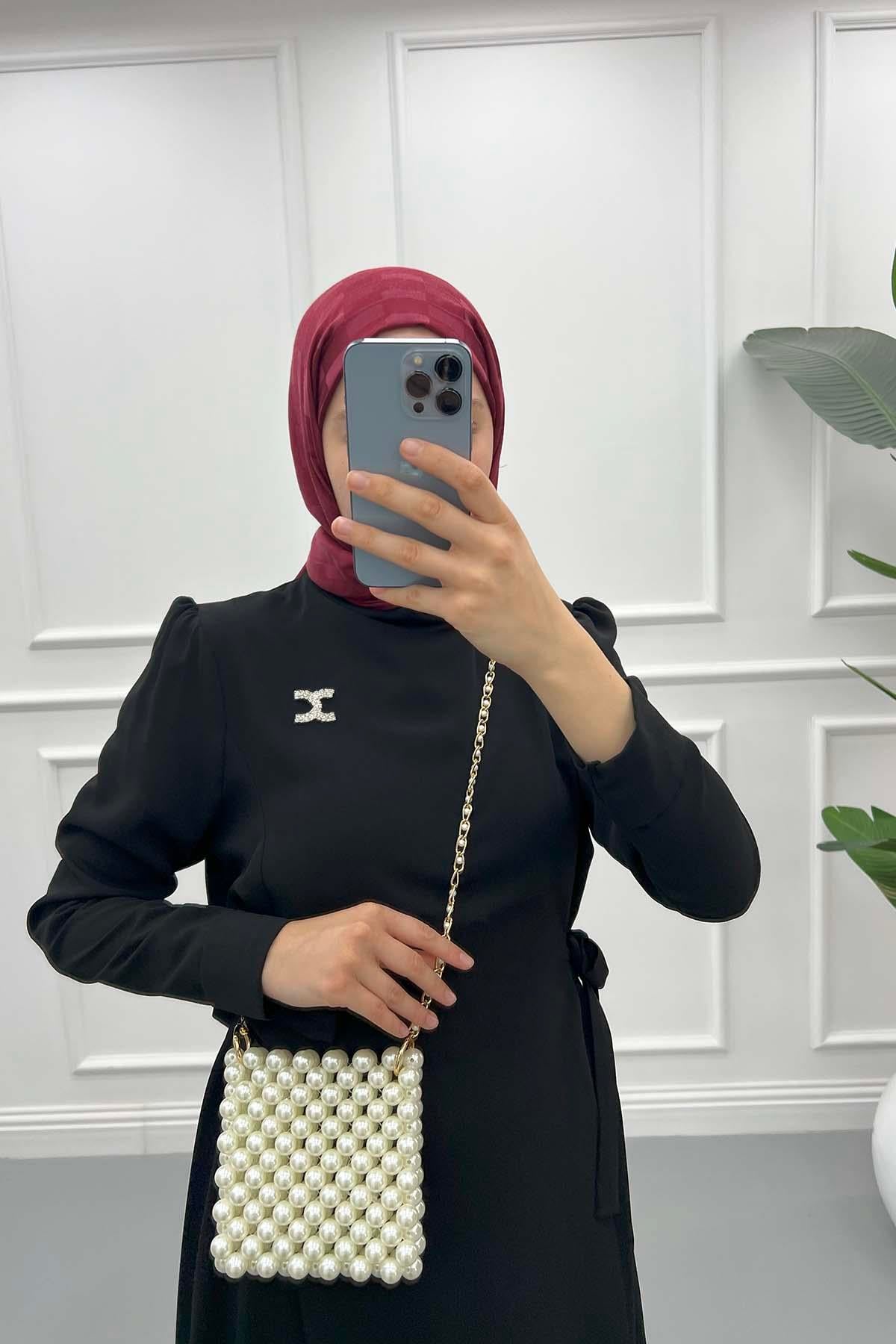 İncili Omuz Çantası Krem