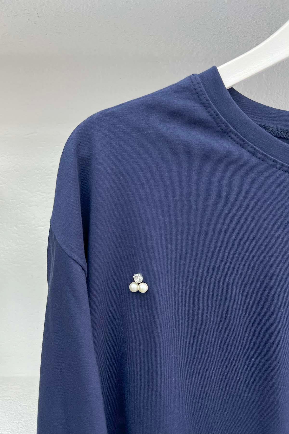 İncili T-Shirt Lacivert