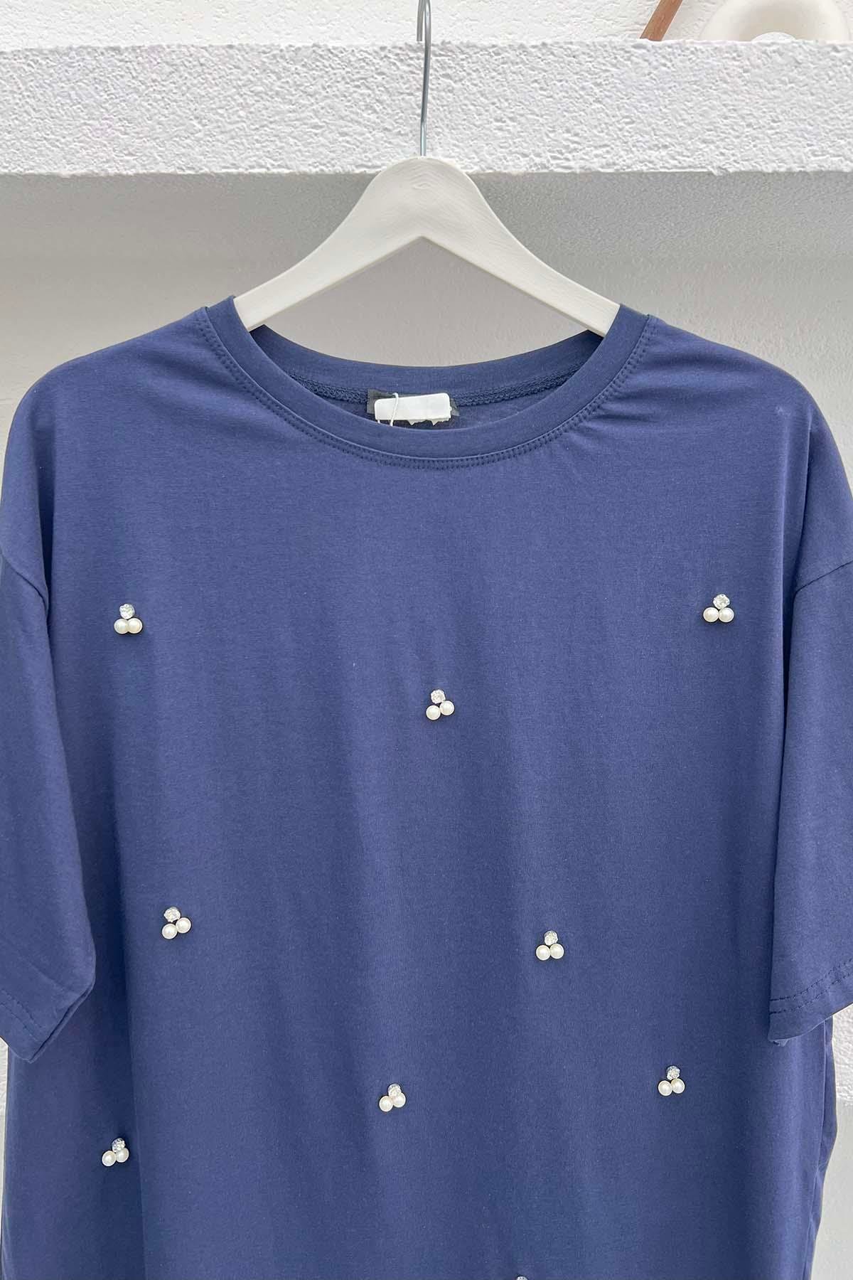 İncili T-Shirt Lacivert