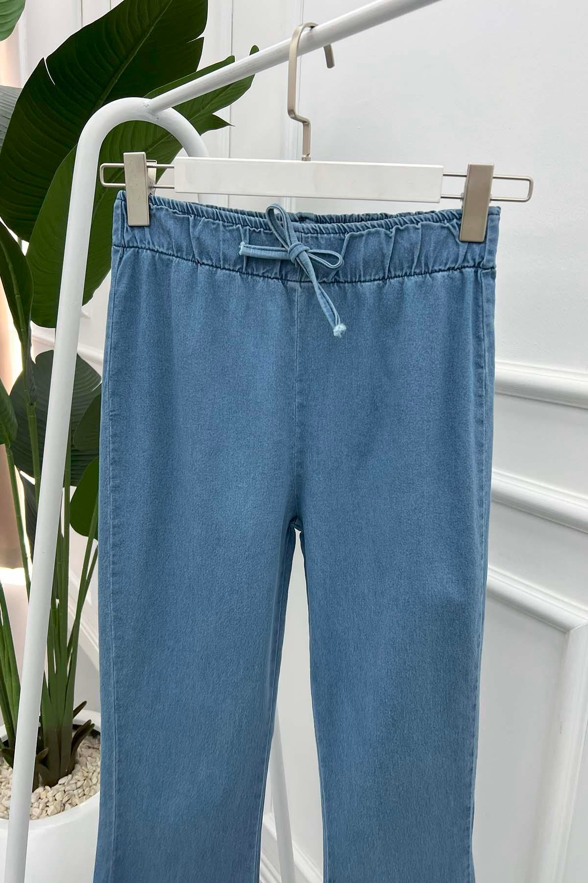 İspanyol Paça Kot Pantolon Mavi