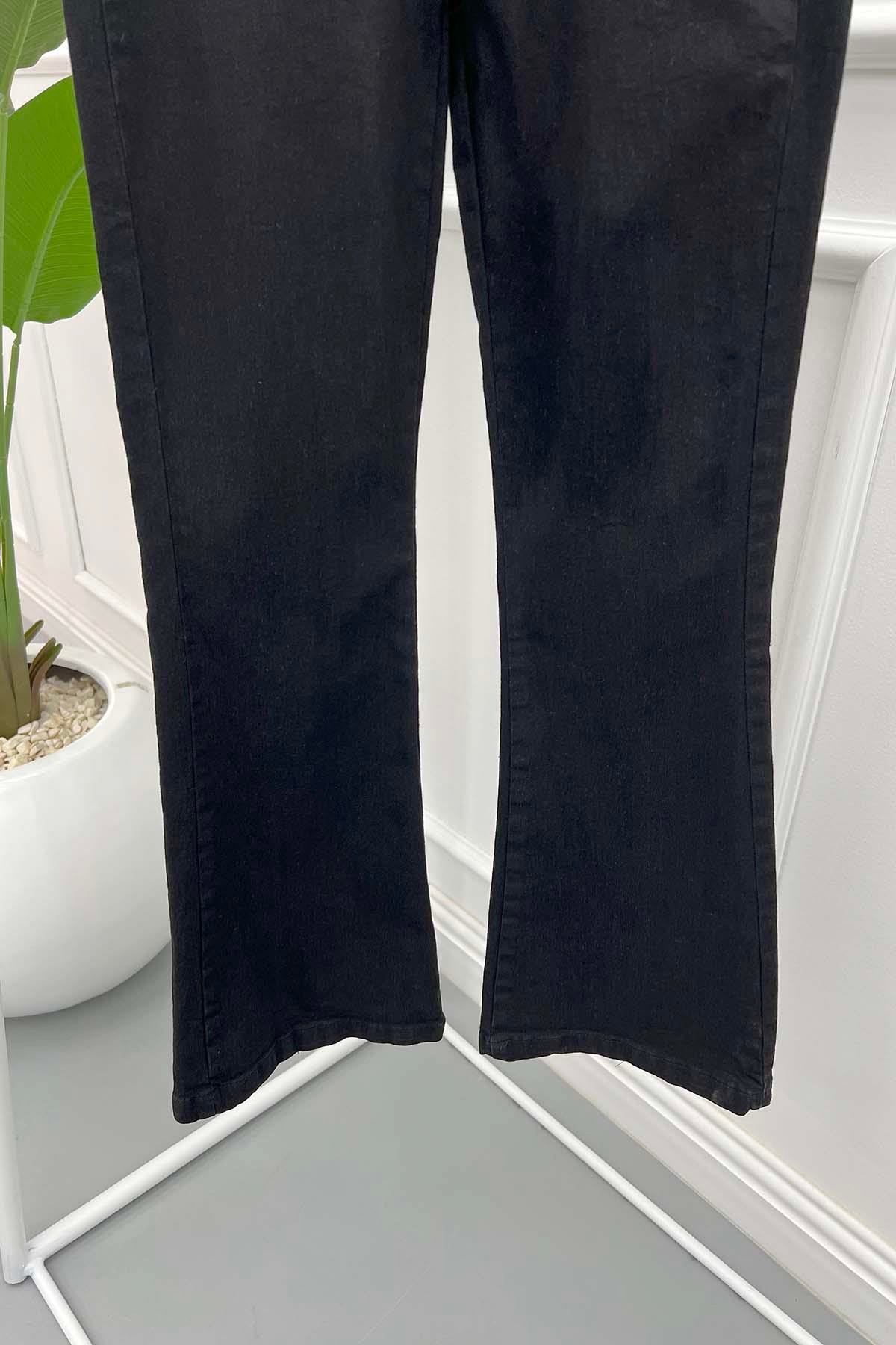 İspanyol Paça Kot Pantolon Siyah