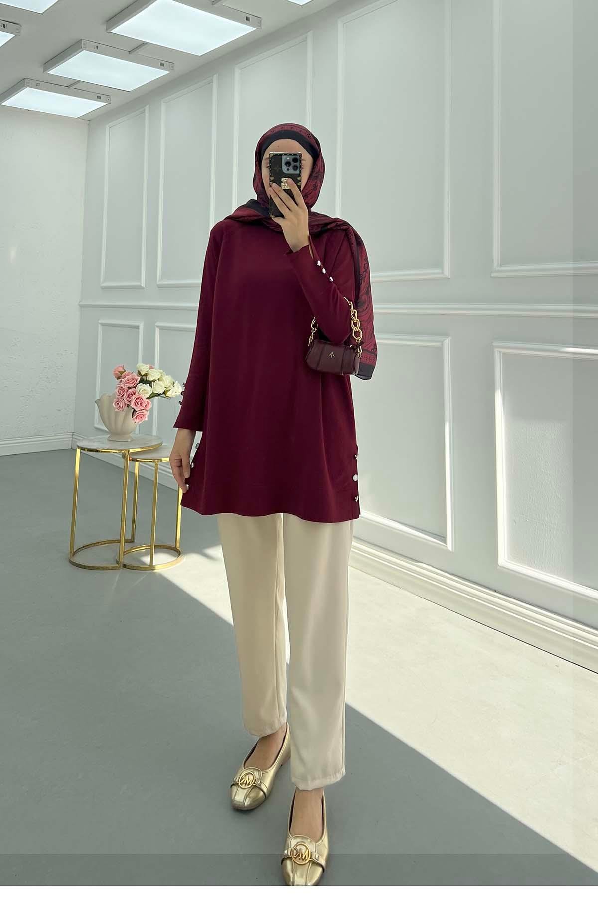 İtalyan Reglan Bluz Bordo