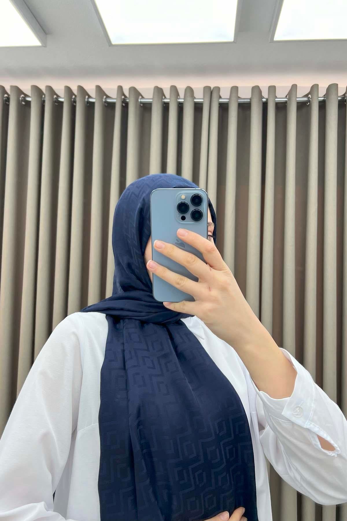 Jakarlı Şal Lacivert