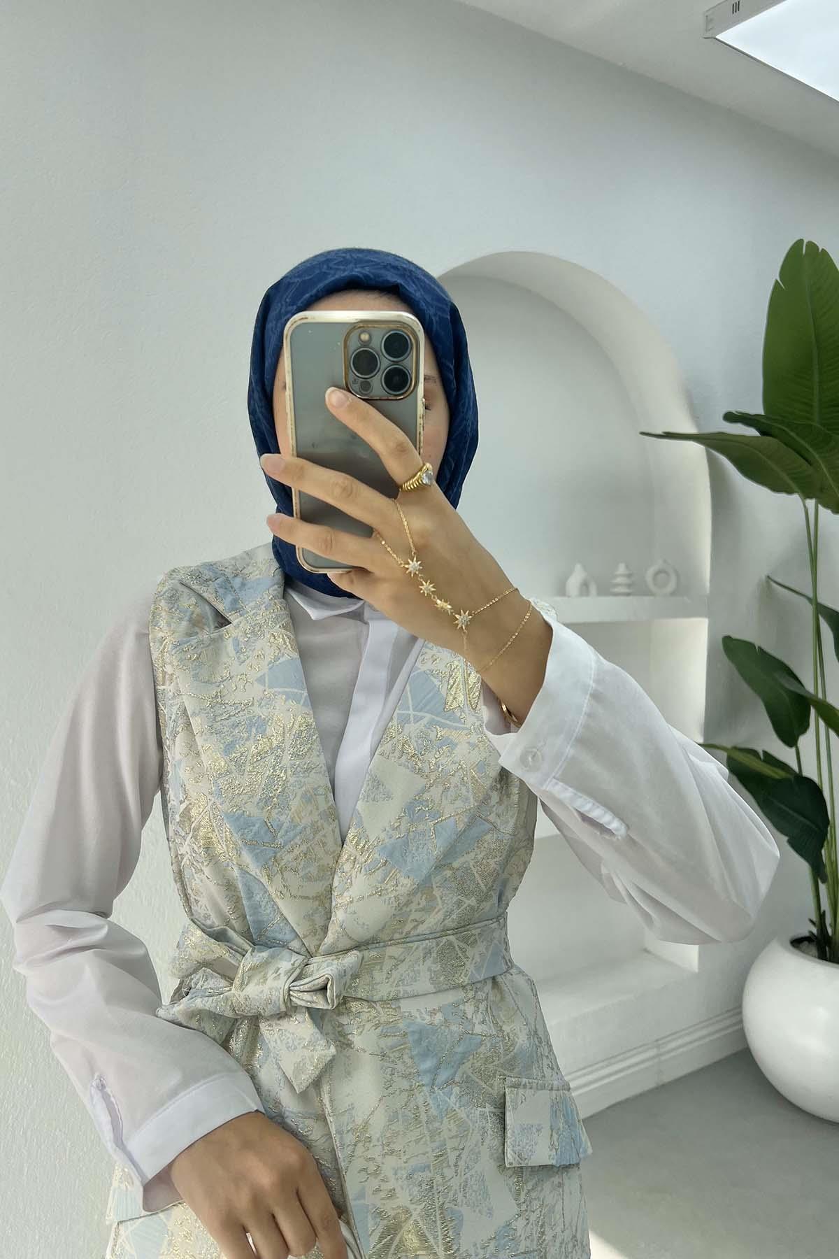 Jakarlı Yelek Mavi