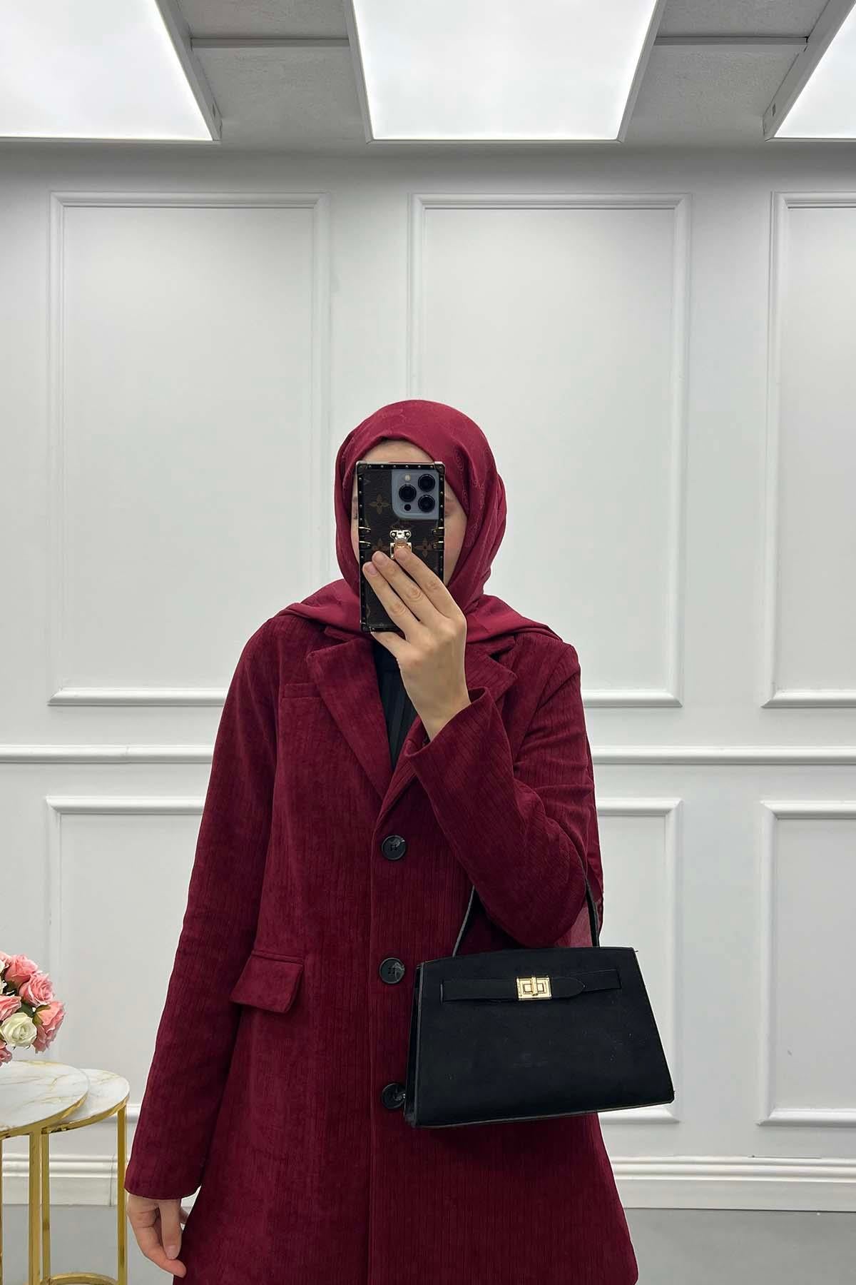 Kadife Astarlı Ceket Bordo