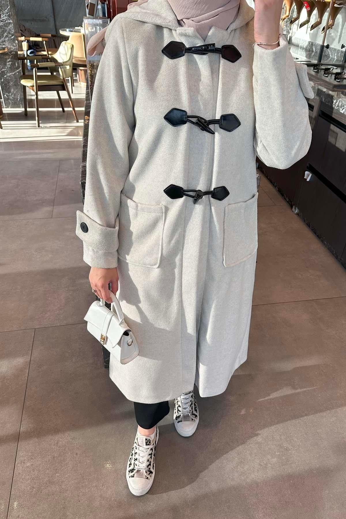 Kapişonlu Kaban Bej