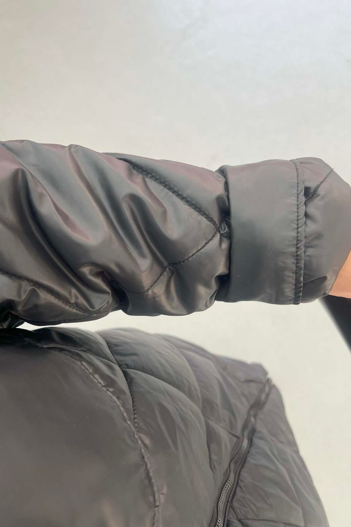 Kapitone Oversize Mont Siyah