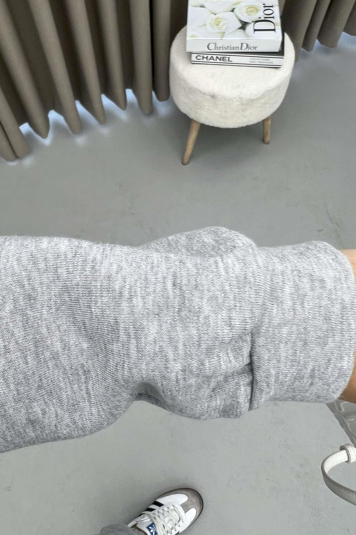 Kapüşonlu Sweatshirt Takım Gri