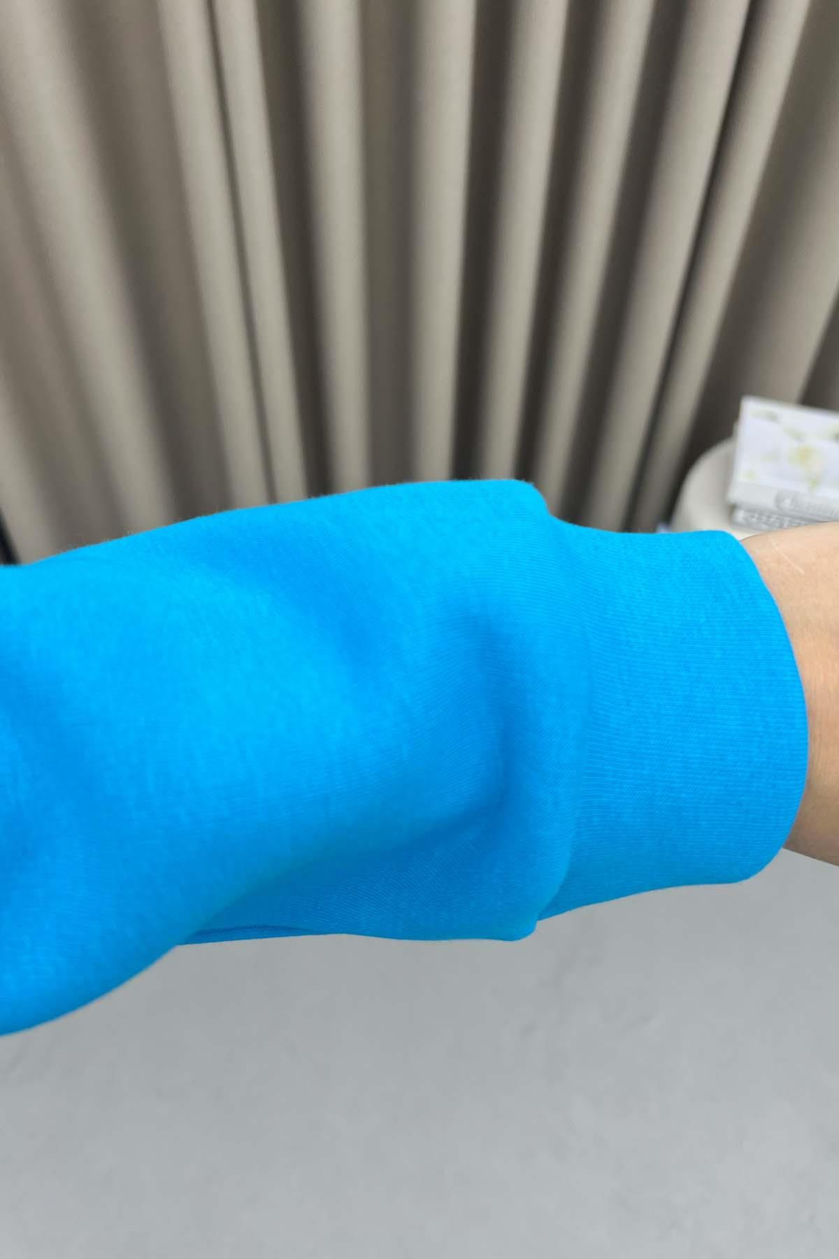 Kapüşonlu Sweatshirt Takım Mavi