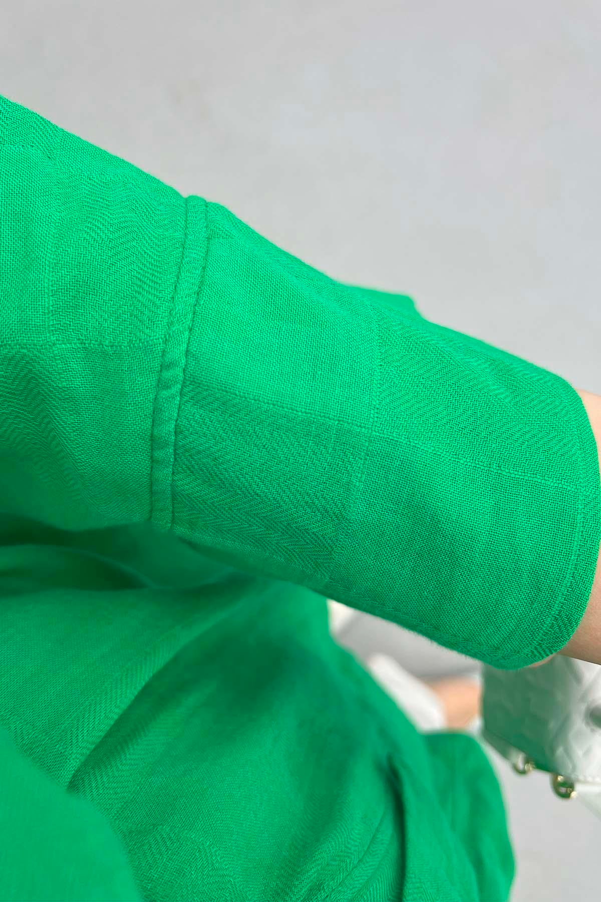 Kare Desenli Kimono Benetton Yeşil