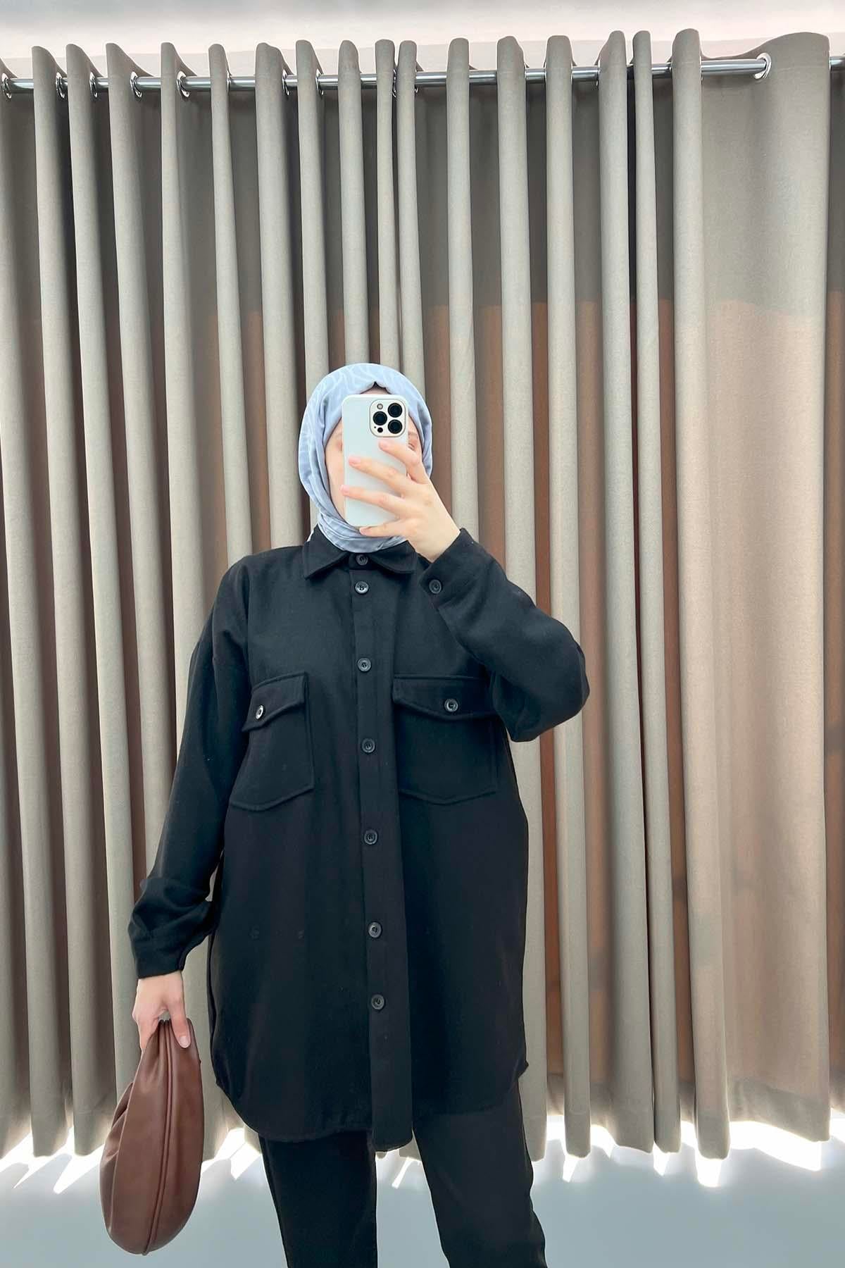 Kaşe Gömlek Siyah