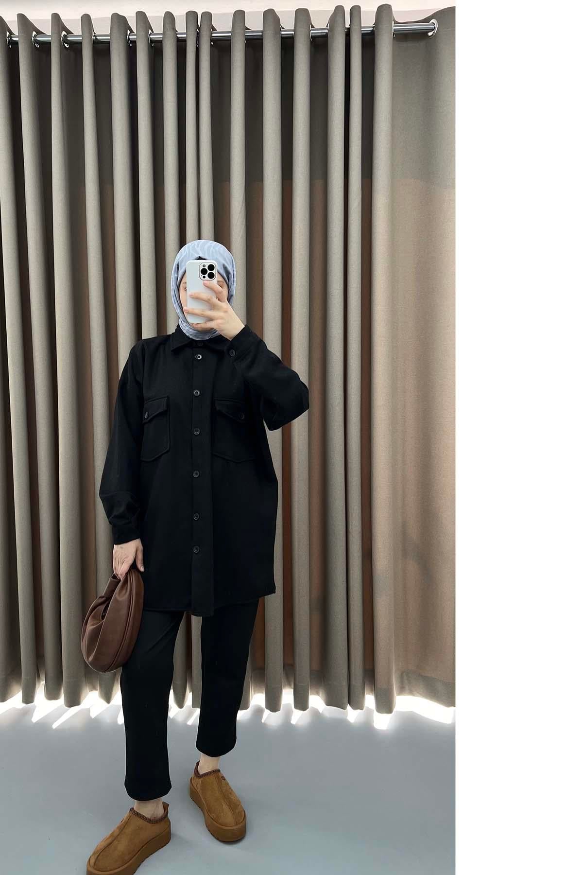 Kaşe Gömlek Siyah