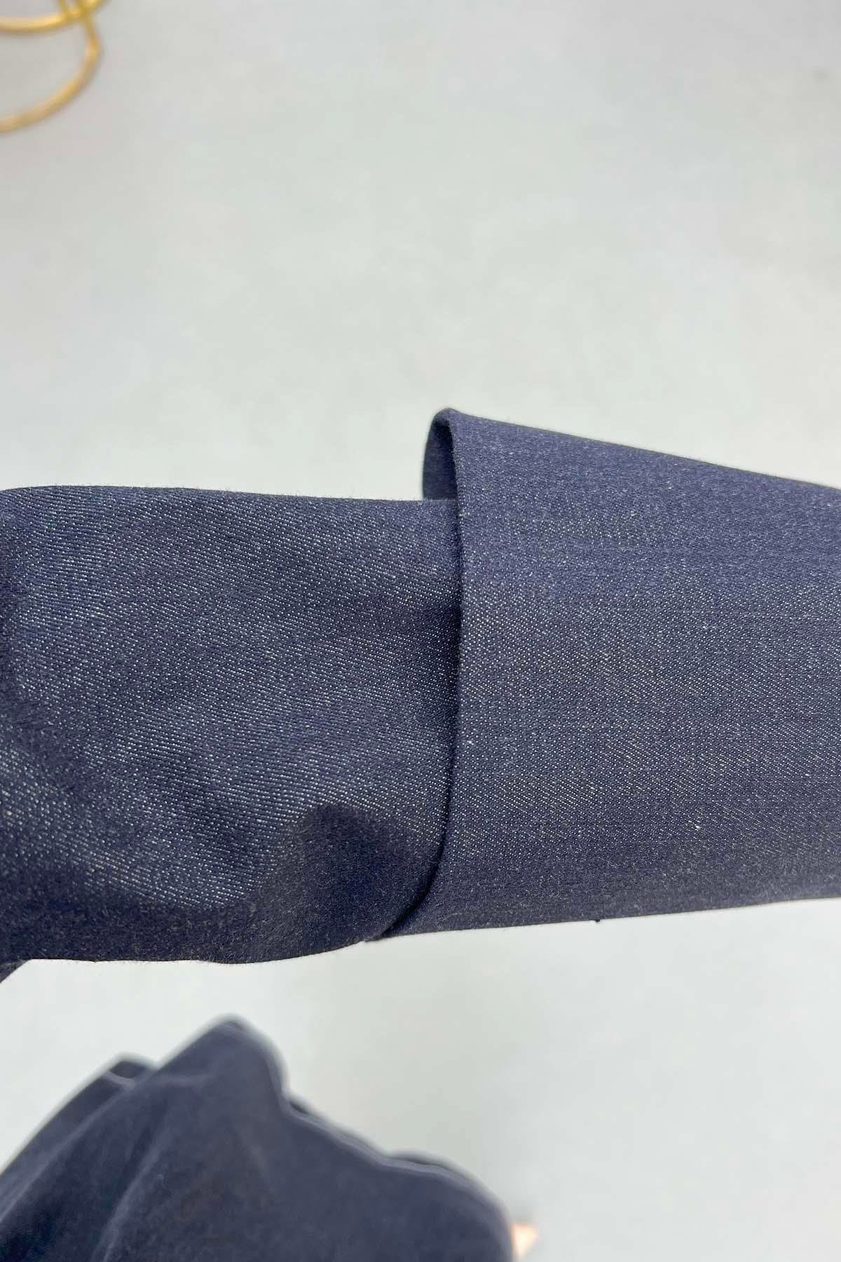 Kemer Detay Denim Ceket Koyu Lacivert