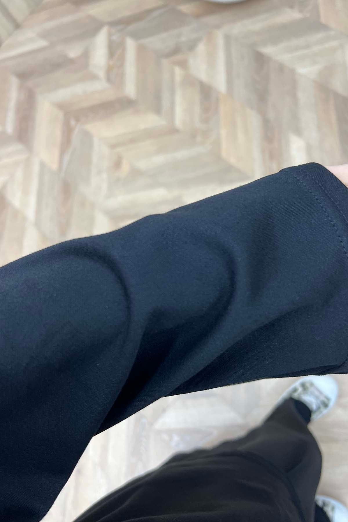 Kemerli Asimetrik Kesim Rahat Takım Siyah