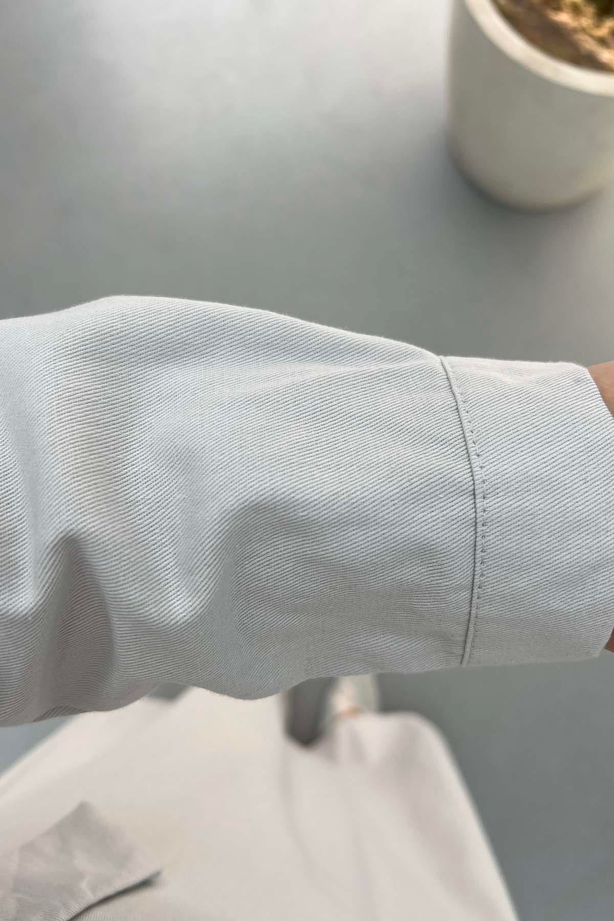 Kemerli Kot Elbise Açık Gri