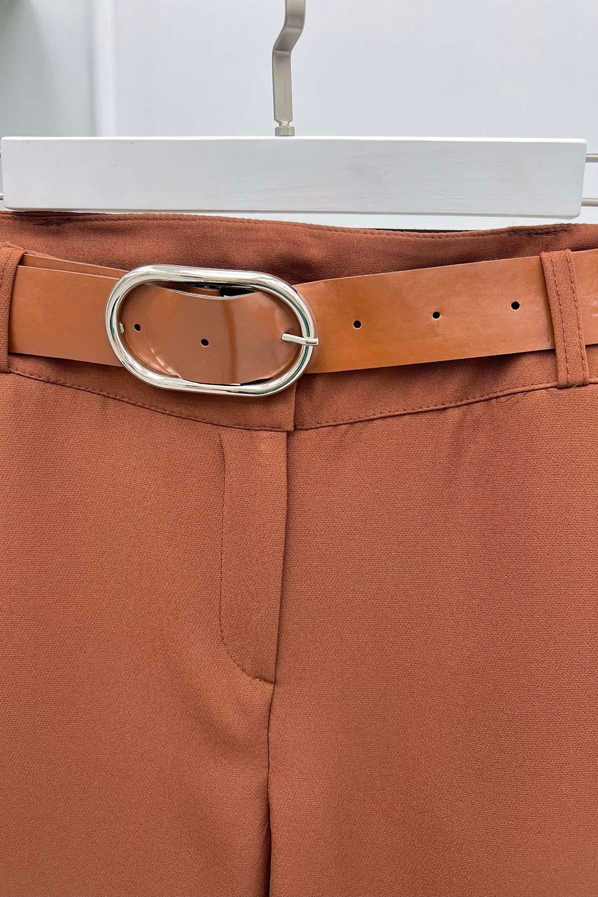 Kemerli Pantolon Kahve