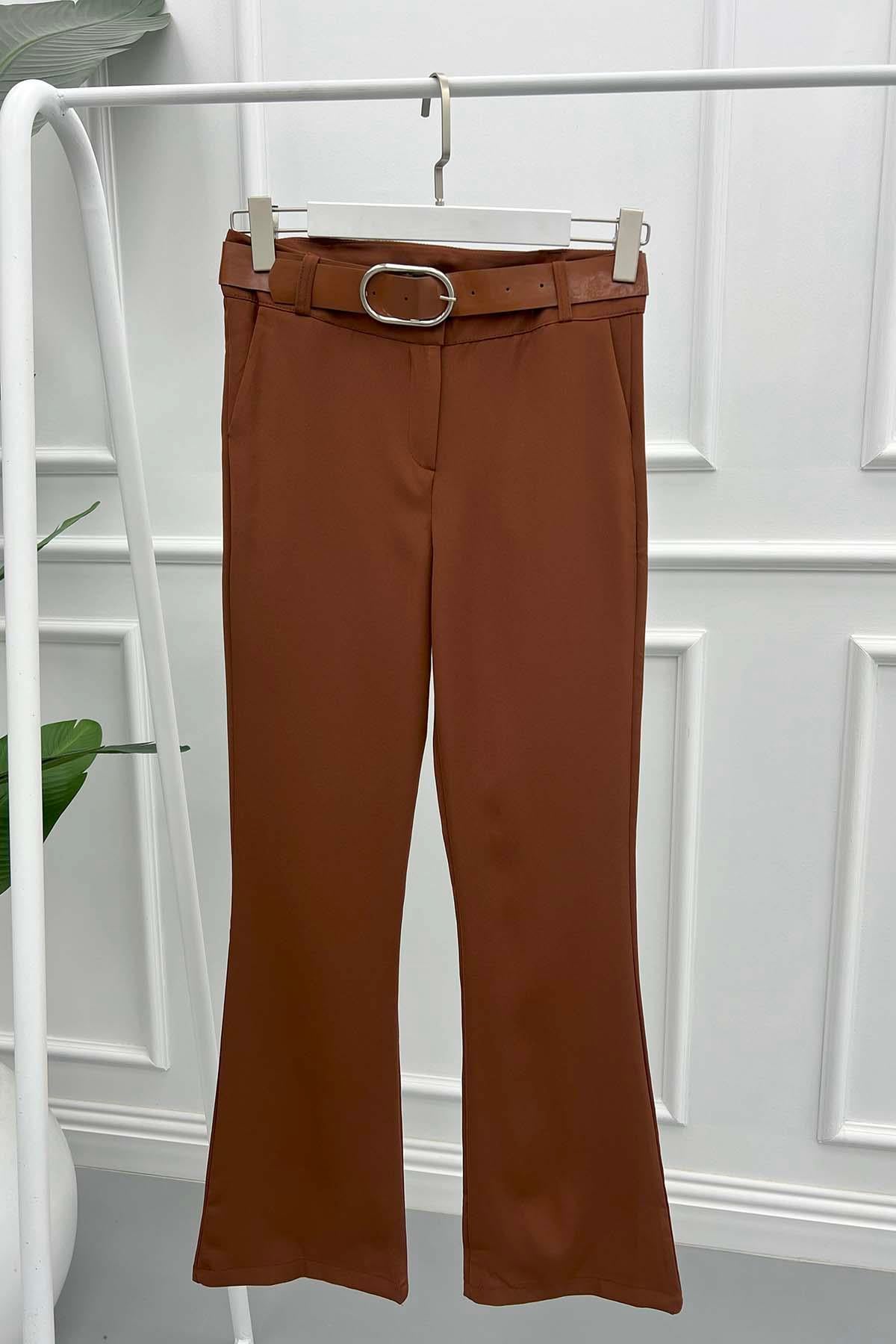 Kemerli Pantolon Kahve