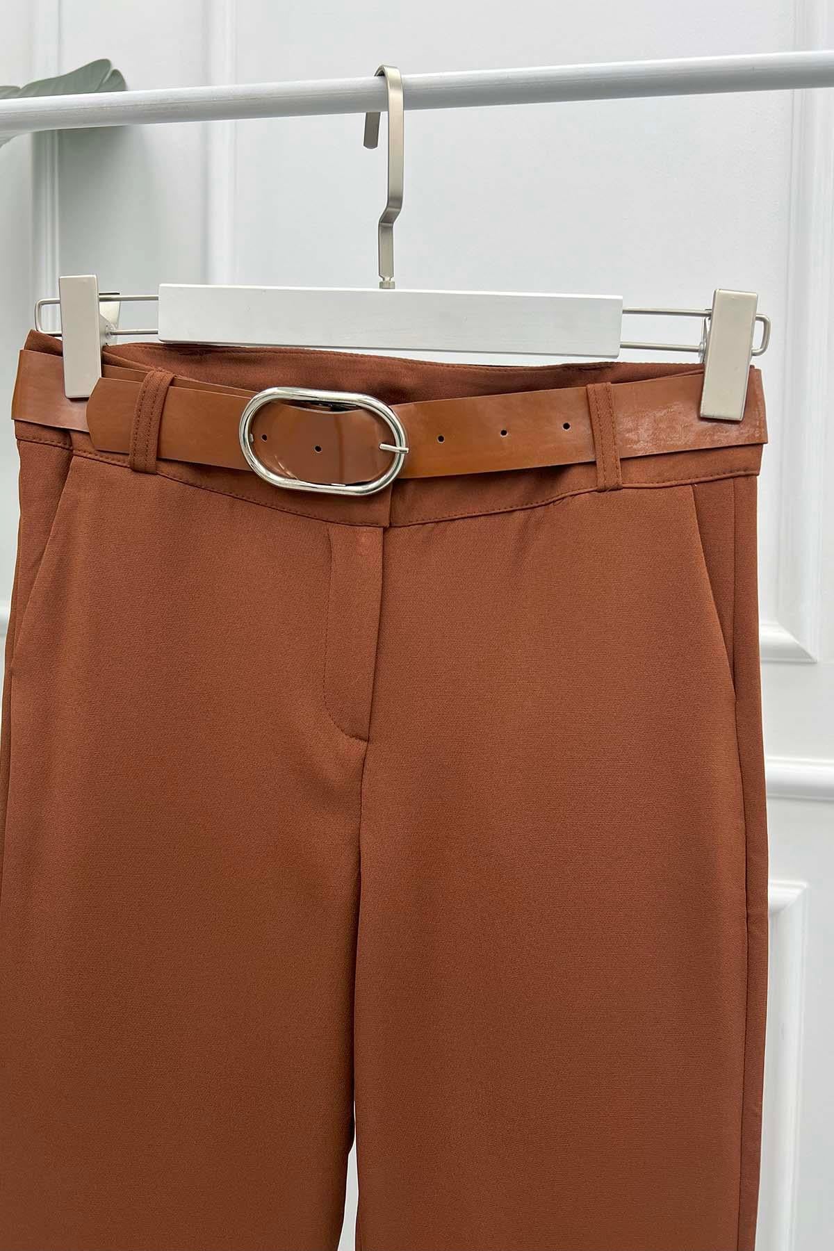 Kemerli Pantolon Kahve