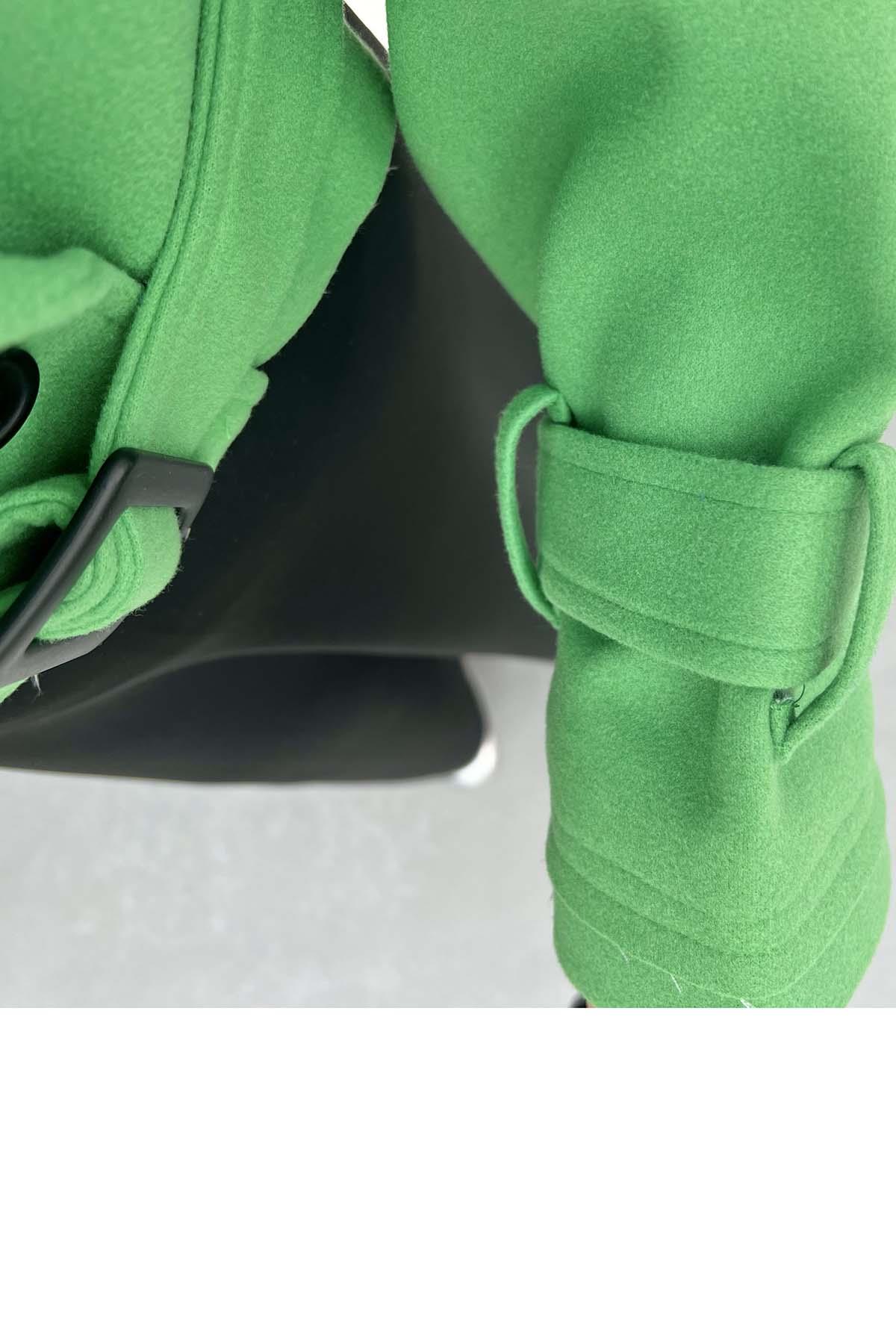 Kemerli Reglan Ceket Yeşil