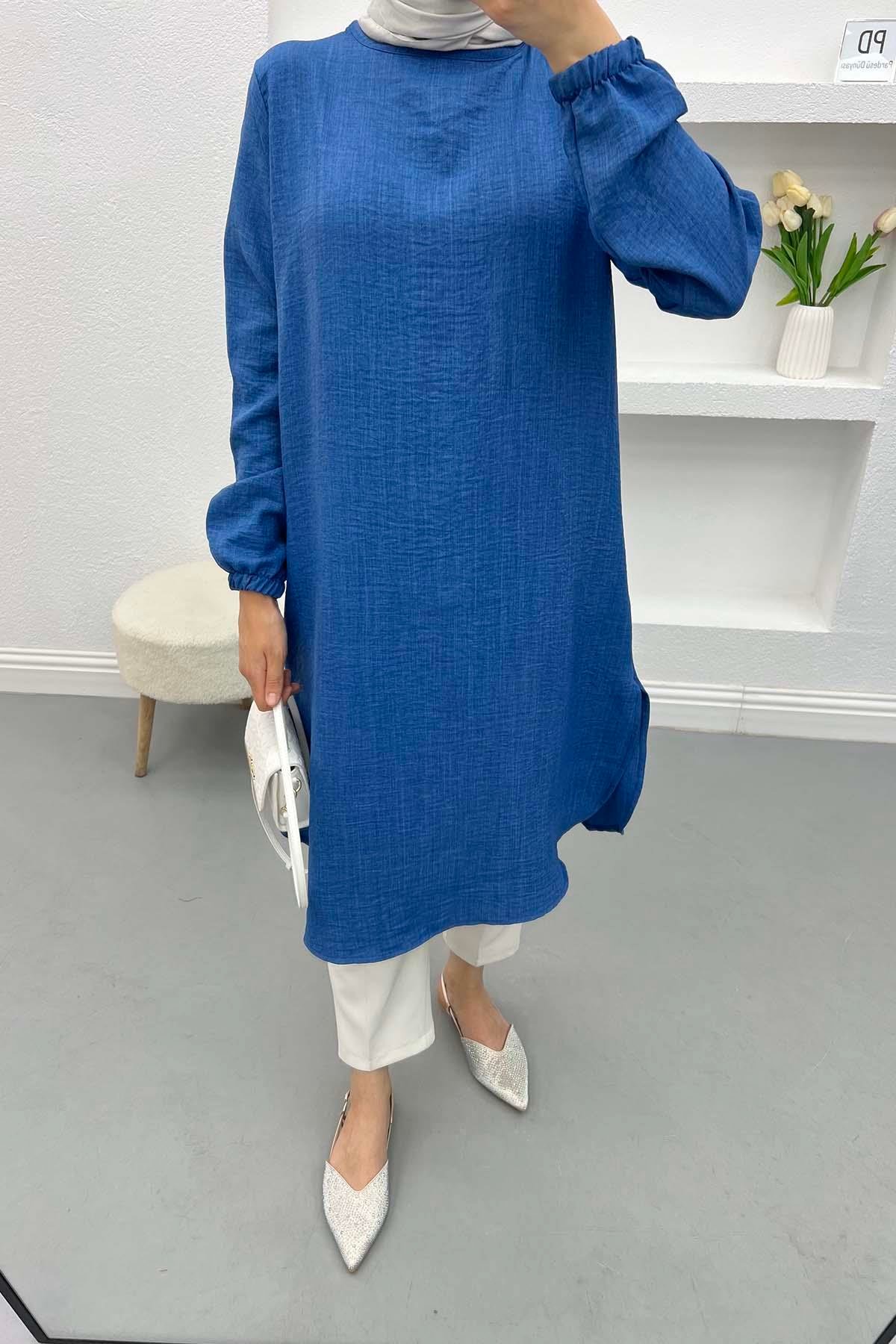 Keten Tunik Mavi