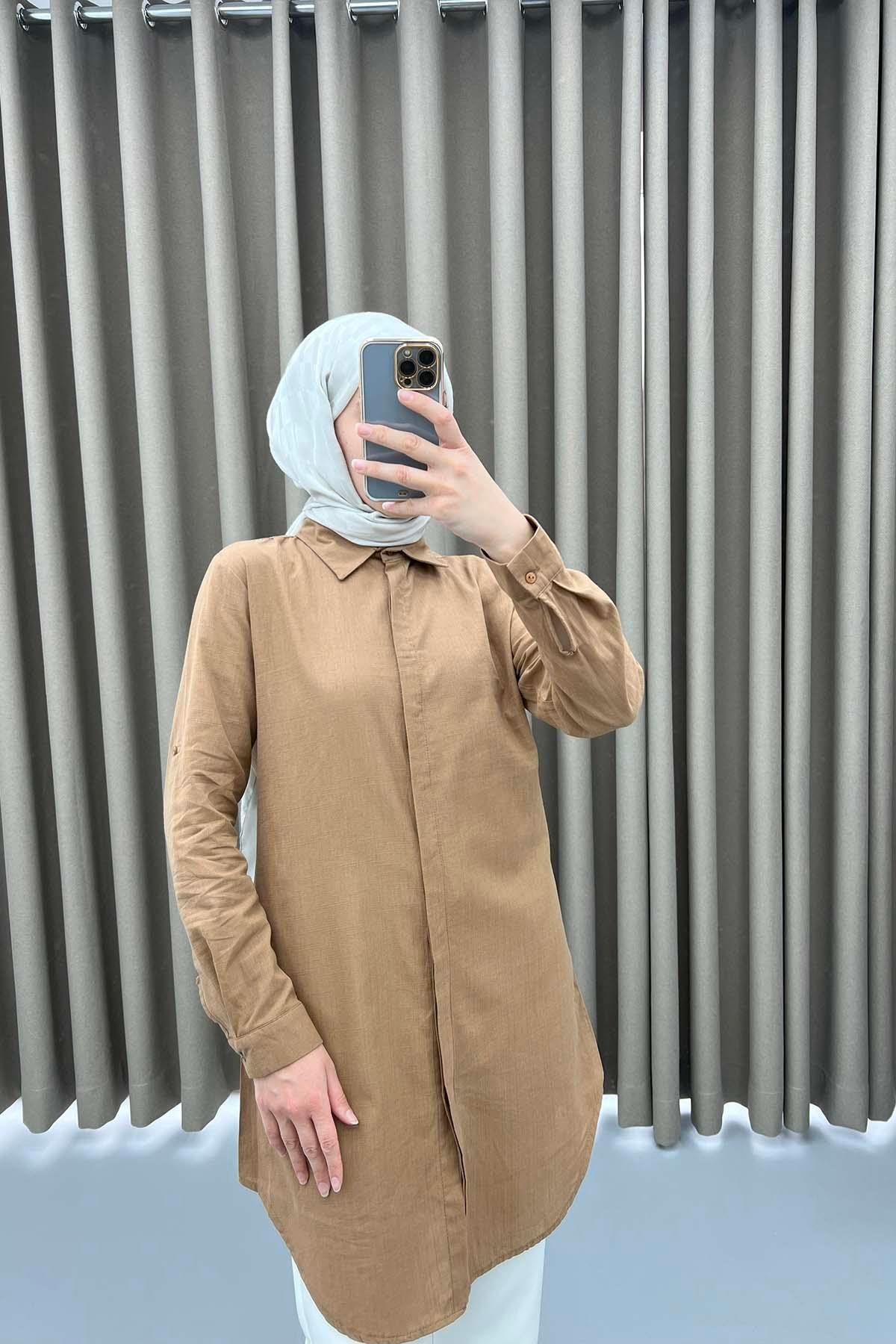 Keten Tunik Sütlü Kahve
