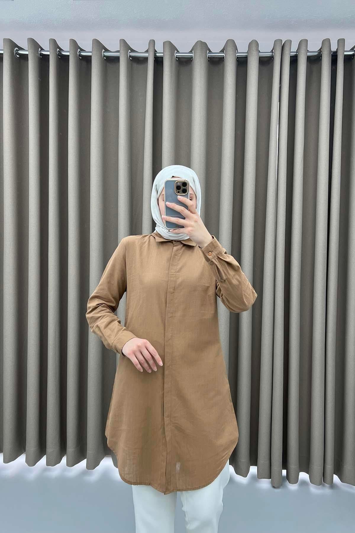 Keten Tunik Sütlü Kahve