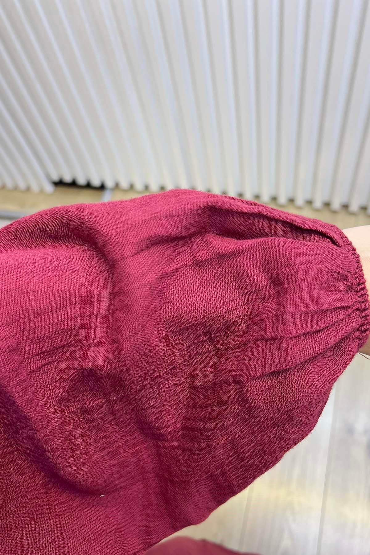 Kimono Kapama Müslin Elbise Bordo
