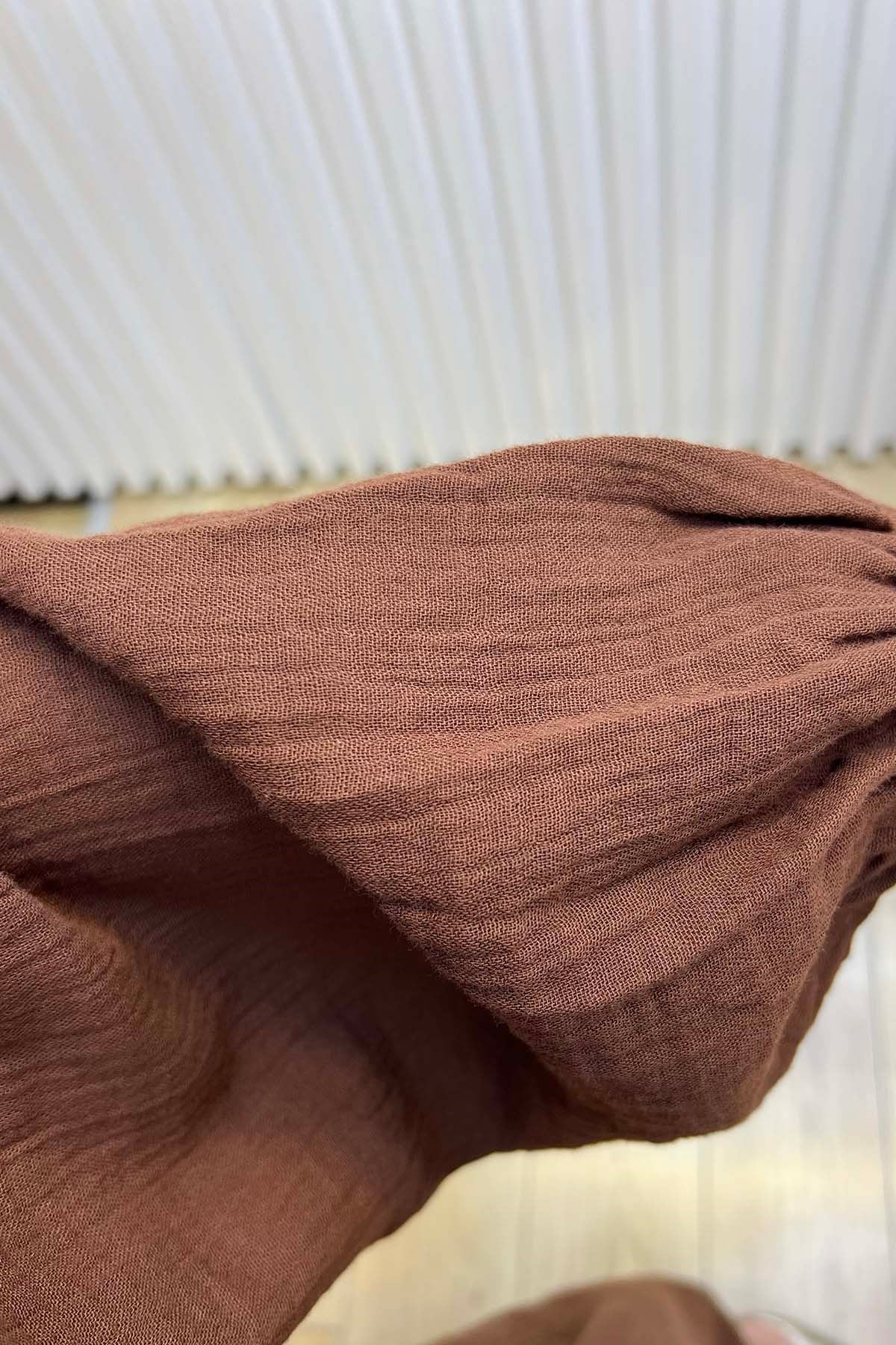 Kimono Kapama Müslin Elbise Kahve