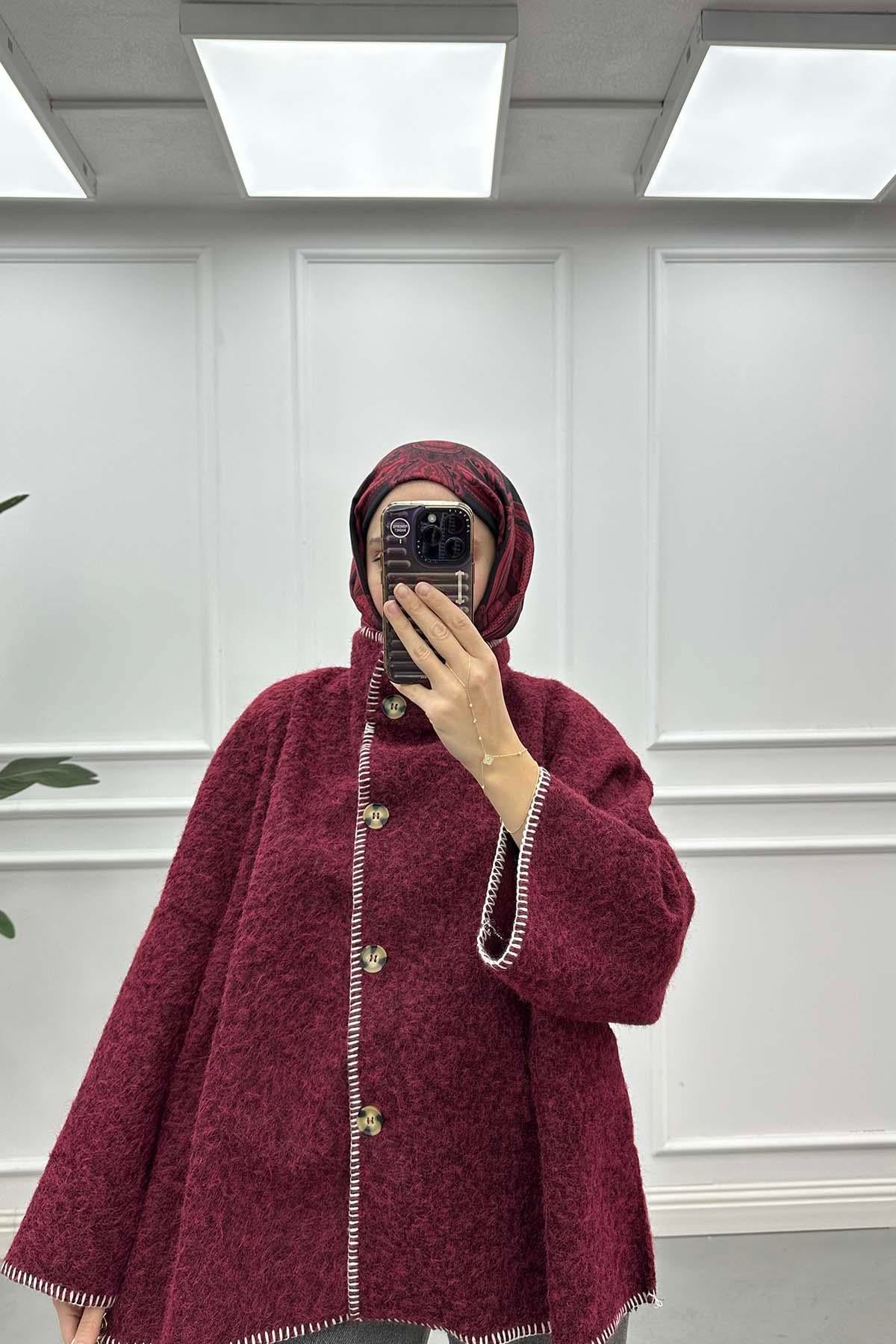 Kırçıllık Yünlü Kaşe Ceket Bordo