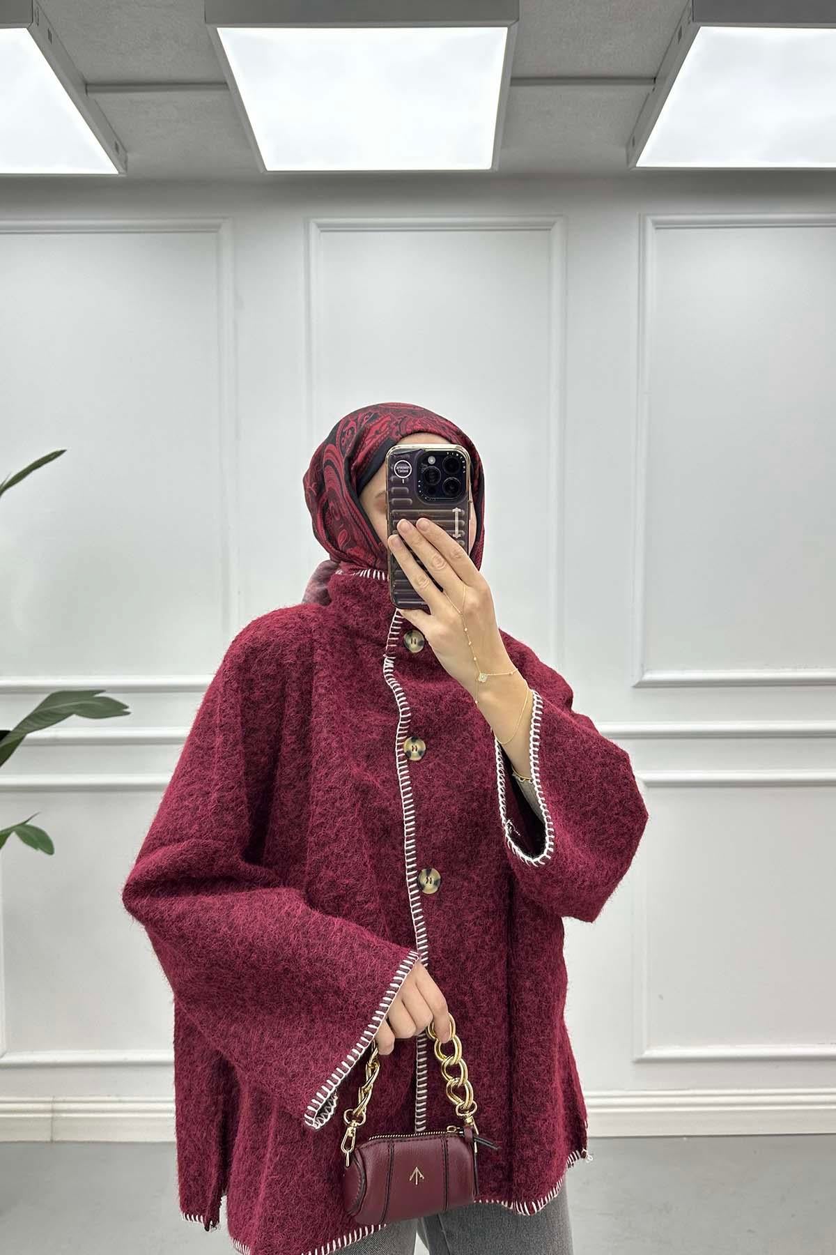 Kırçıllık Yünlü Kaşe Ceket Bordo