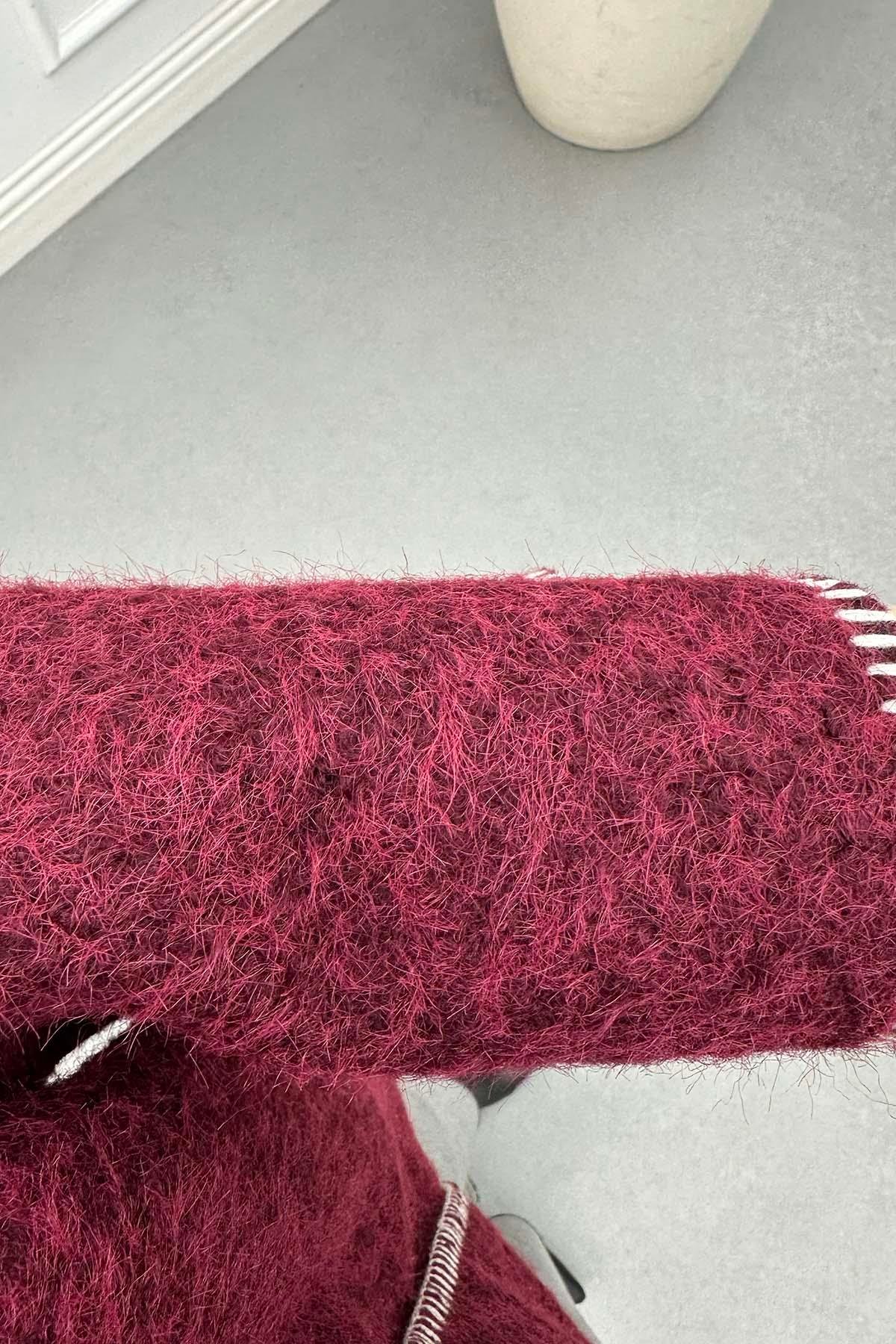 Kırçıllık Yünlü Kaşe Ceket Bordo