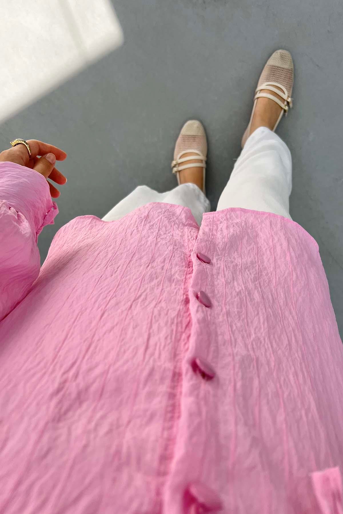 Kol Bağlamalı Gömlek Pembe