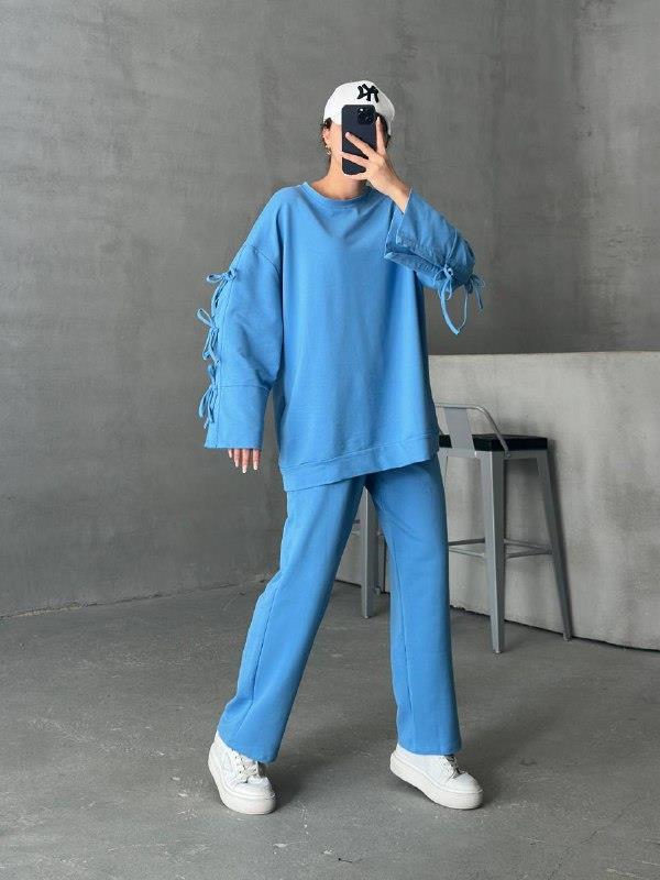 Kol Bağlamalı Oversize Takım Mavi