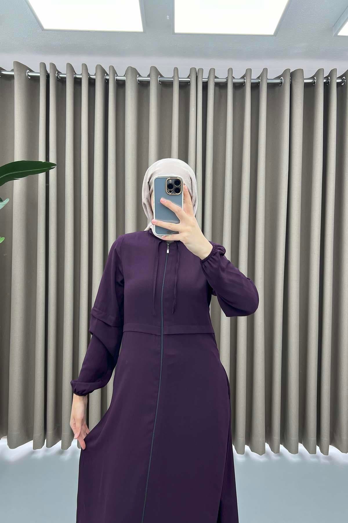 Kol Büzgülü Ferace Mürdüm