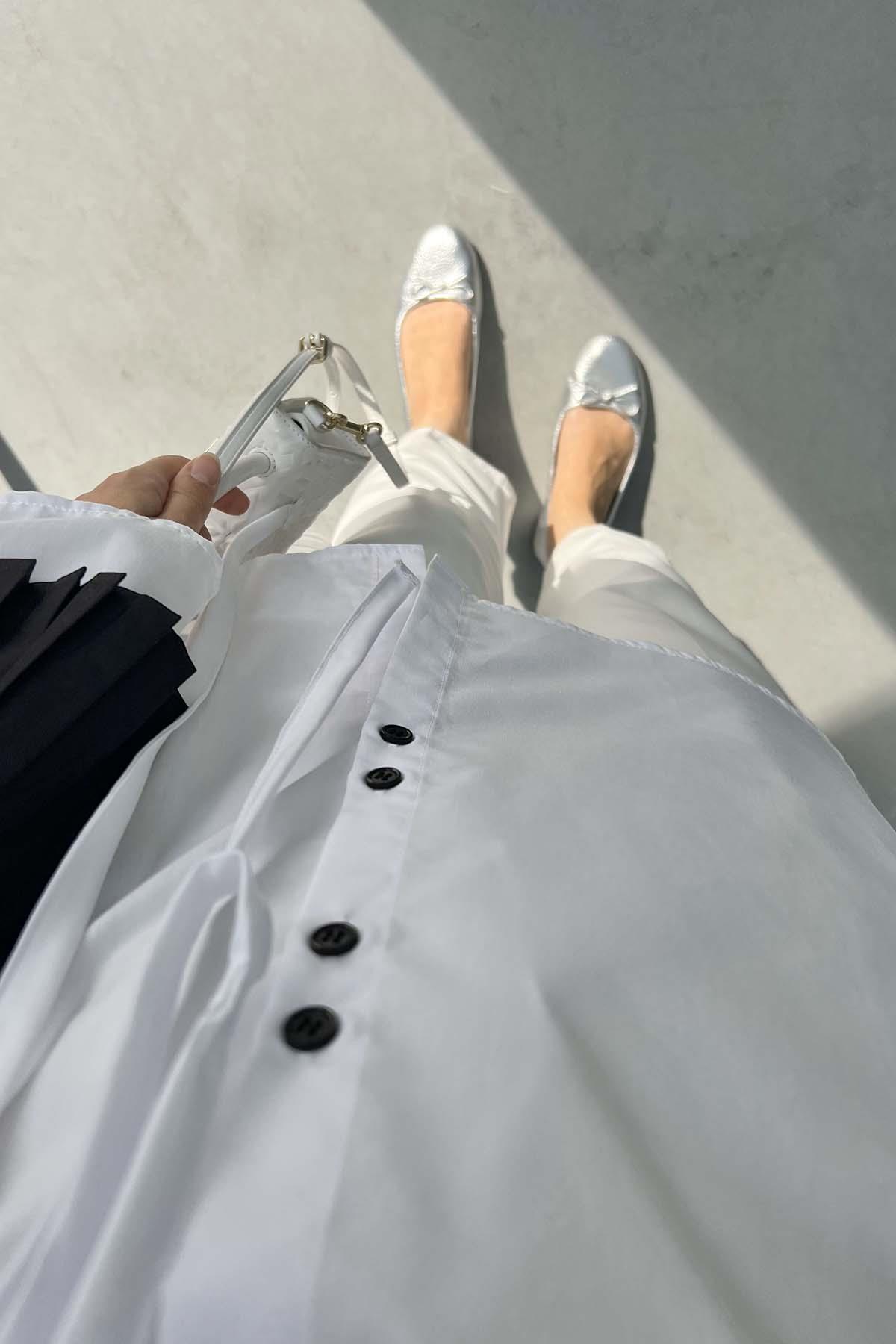 Kol Piliseli Gömlek Beyaz
