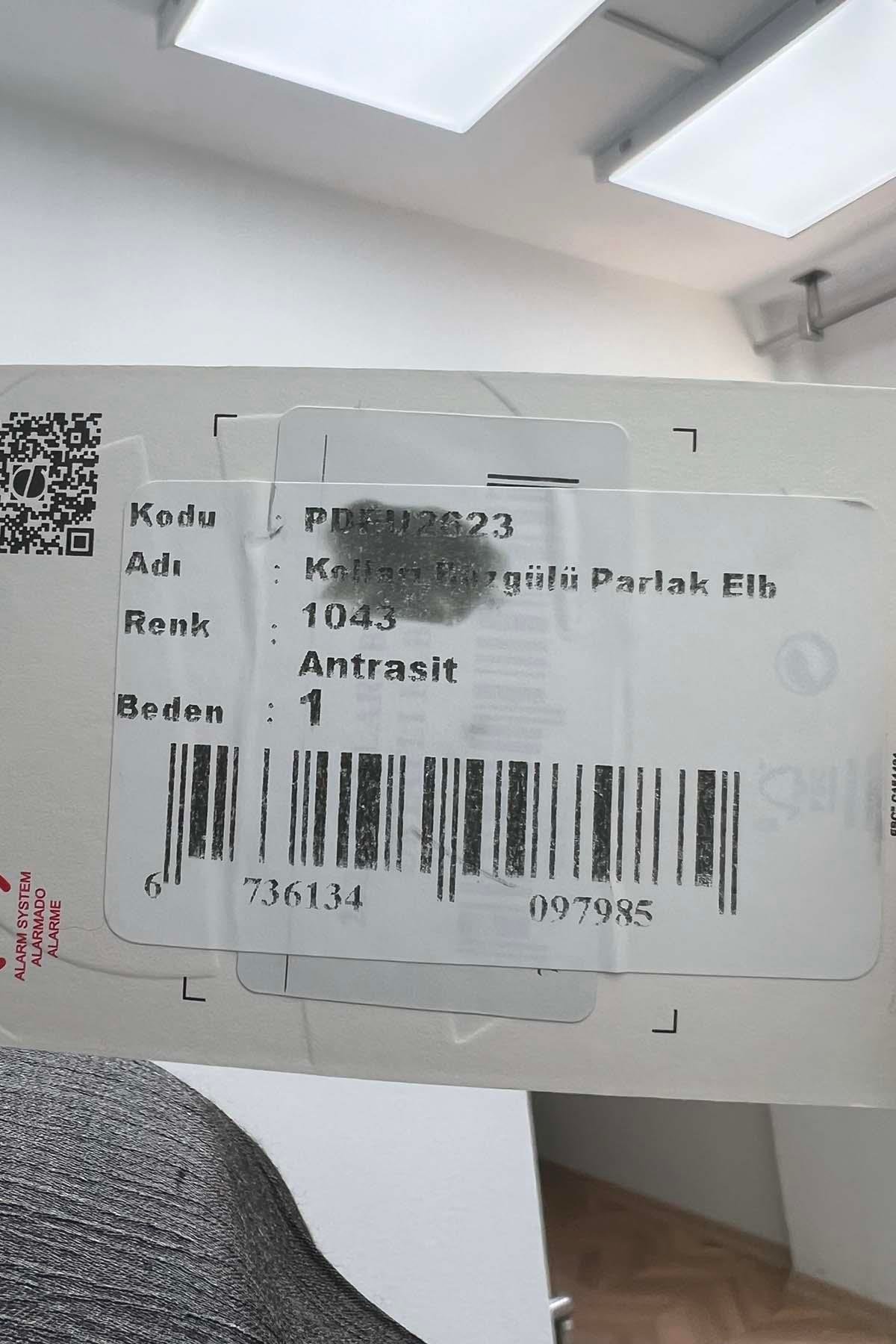 Kolları Büzgülü Parlak Elbise Antrasit