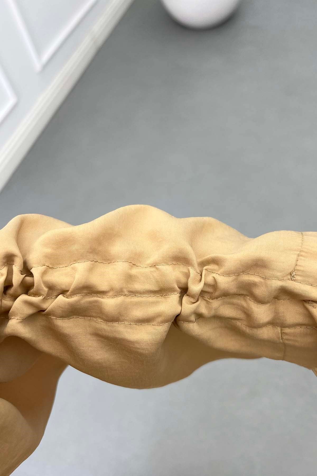 Kolu İp Detaylı Kimono Takım Bej