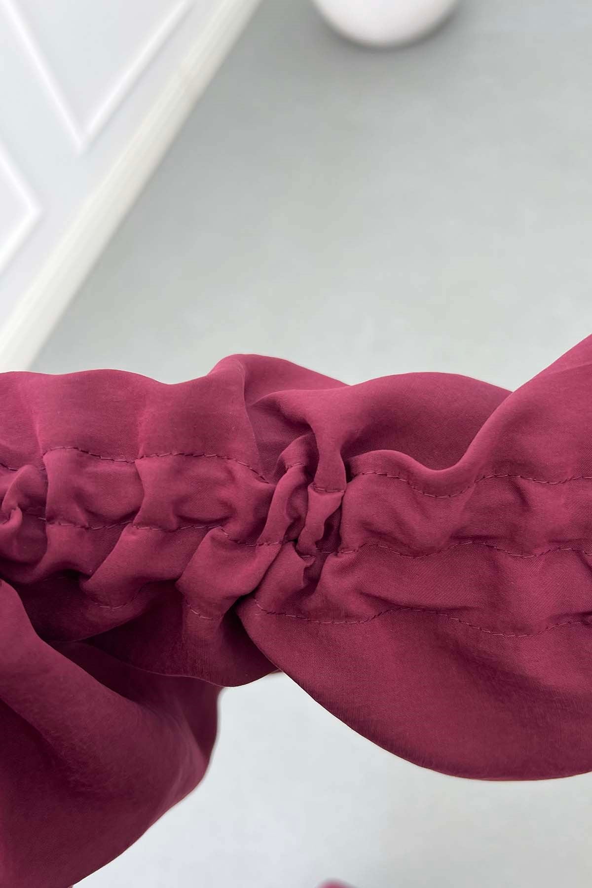 Kolu İp Detaylı Kimono Takım Bordo