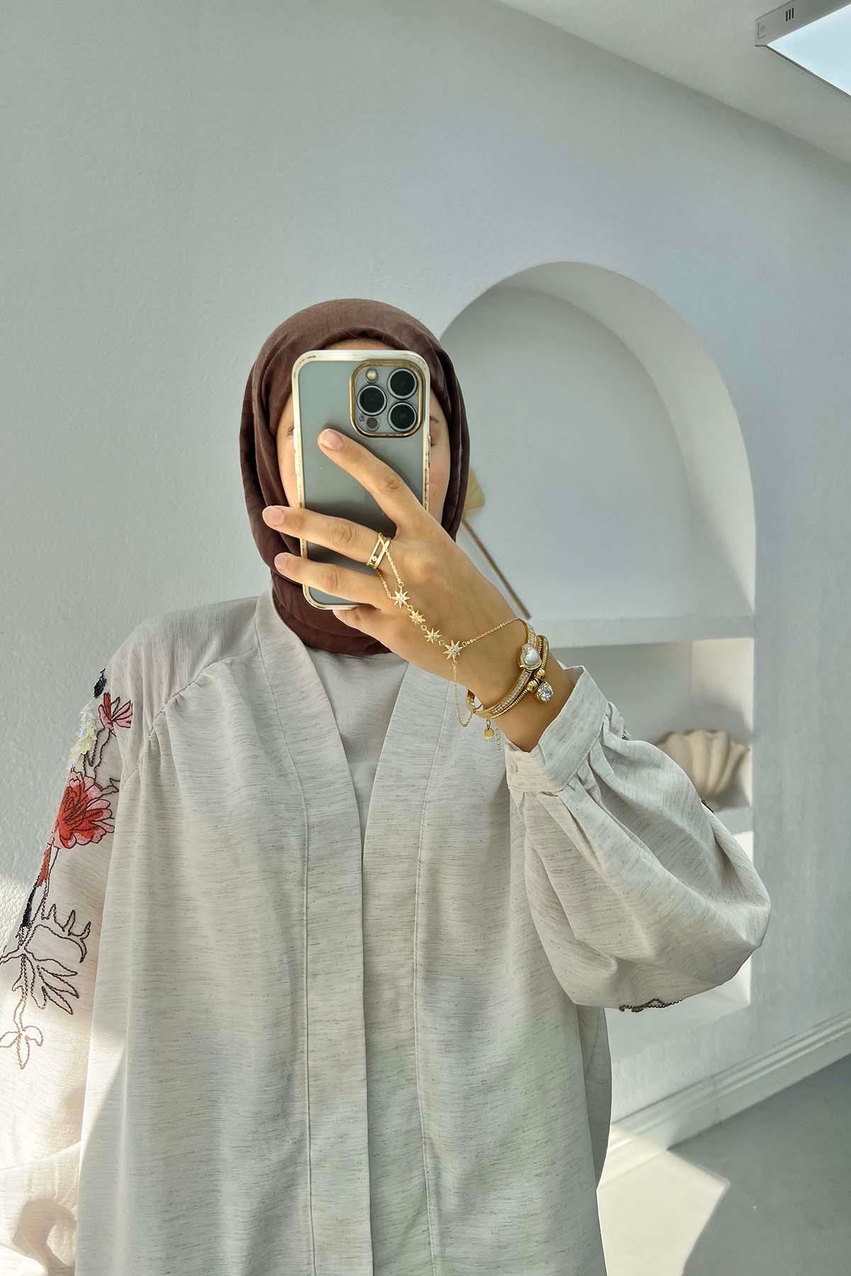 Kolu Nakışlı Kimono Taş