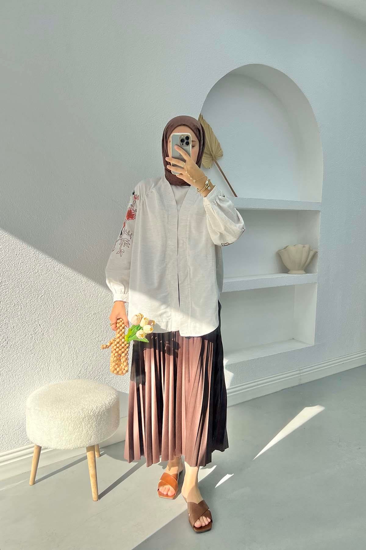 Kolu Nakışlı Kimono Taş