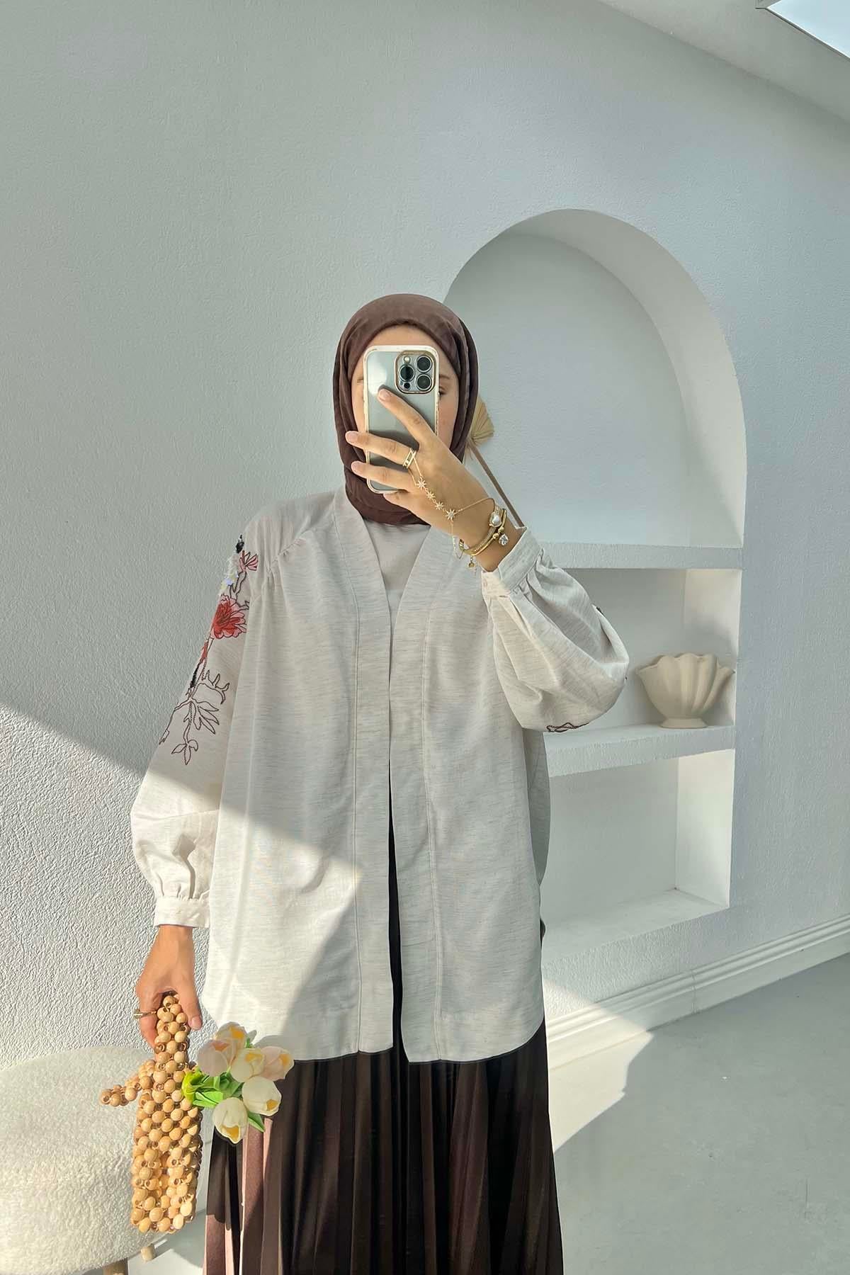 Kolu Nakışlı Kimono Taş