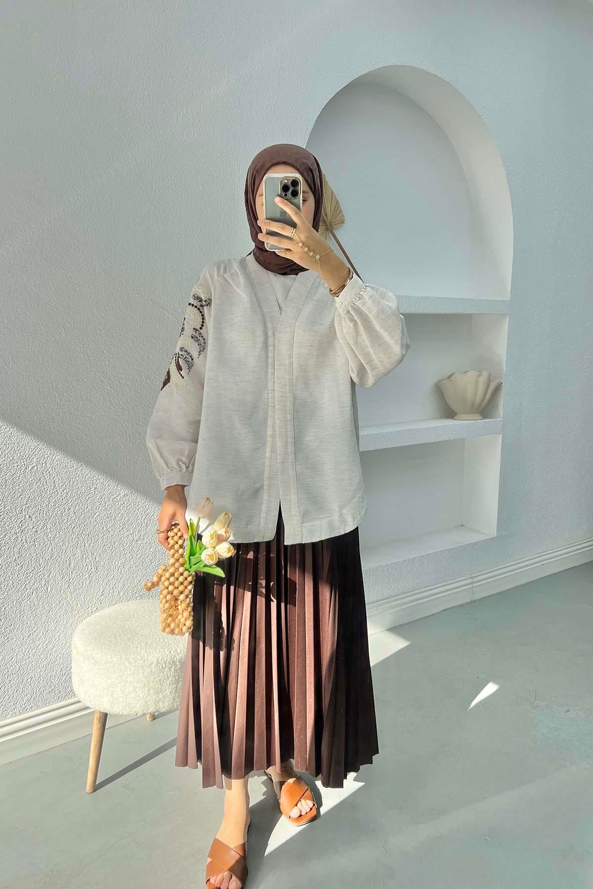 Kolu Pullu Kimono Taş