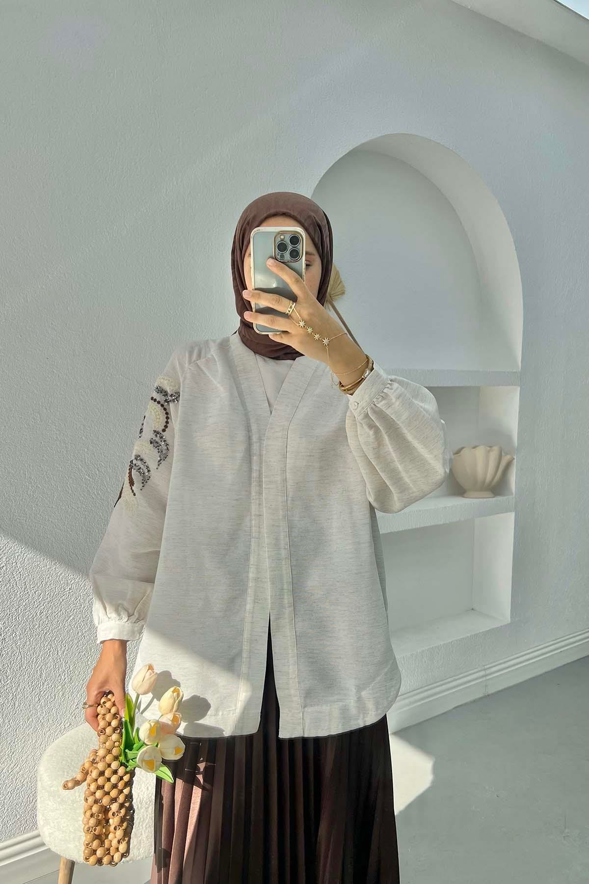 Kolu Pullu Kimono Taş
