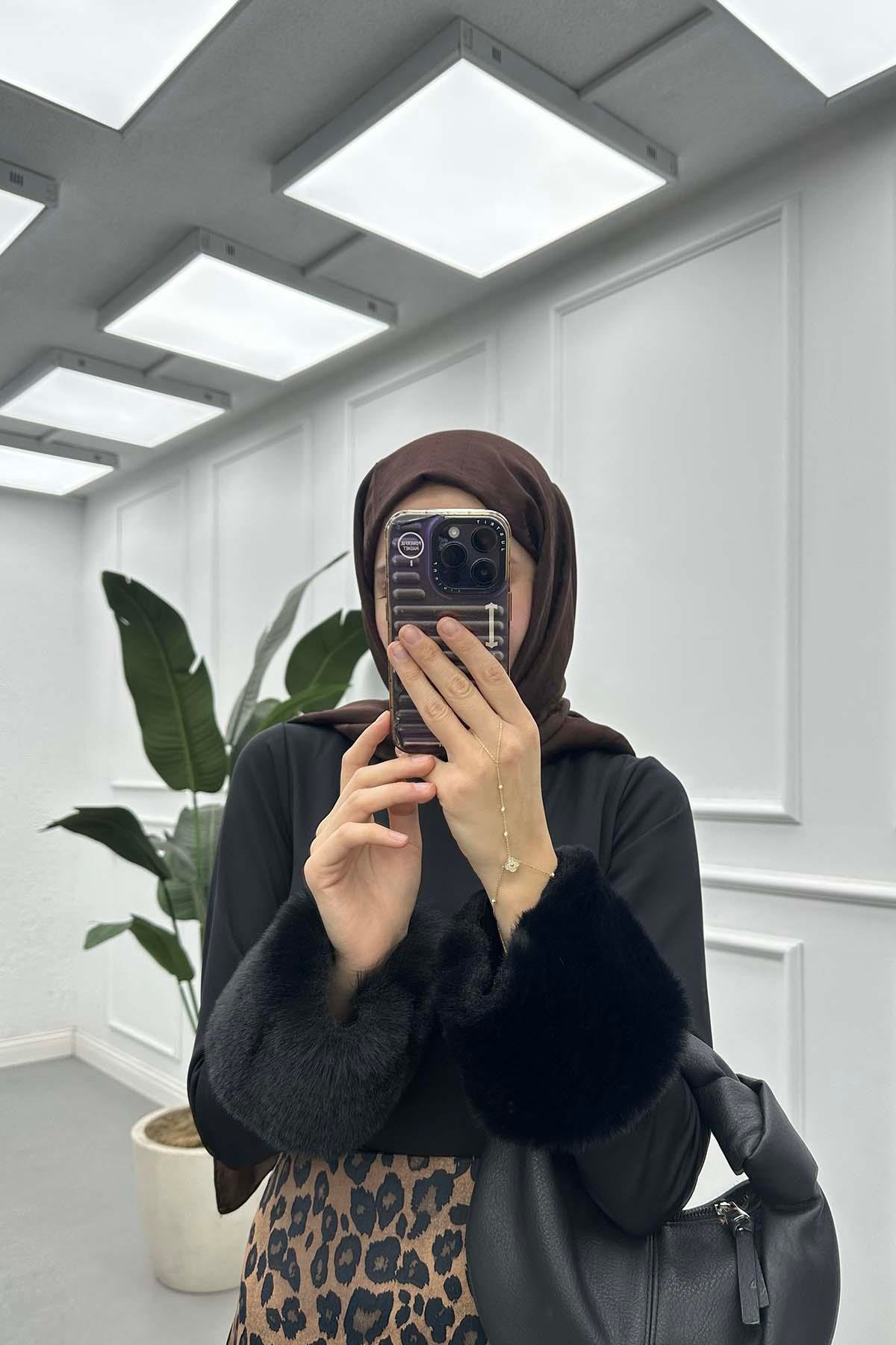 Kolu Tüylü Body Siyah
