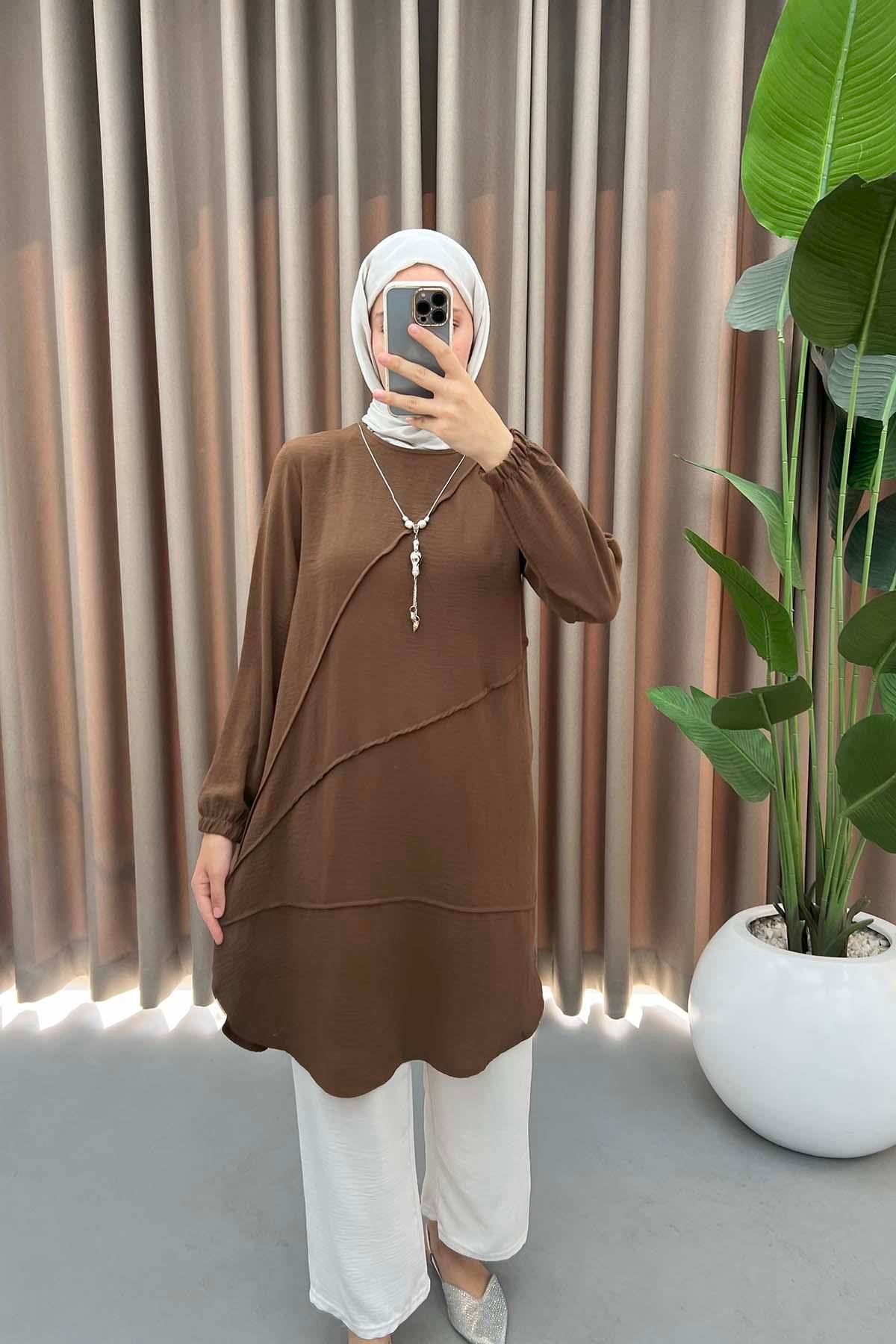 Kolyeli Tunik Kahve