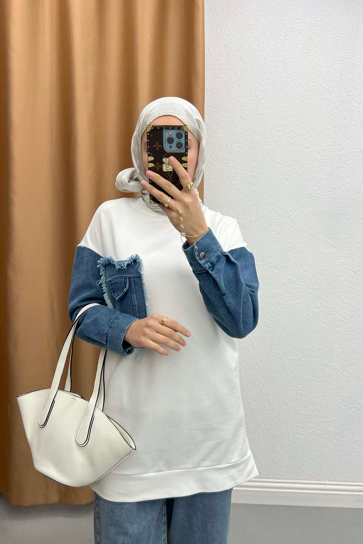 Kot Garnili Tunik Beyaz